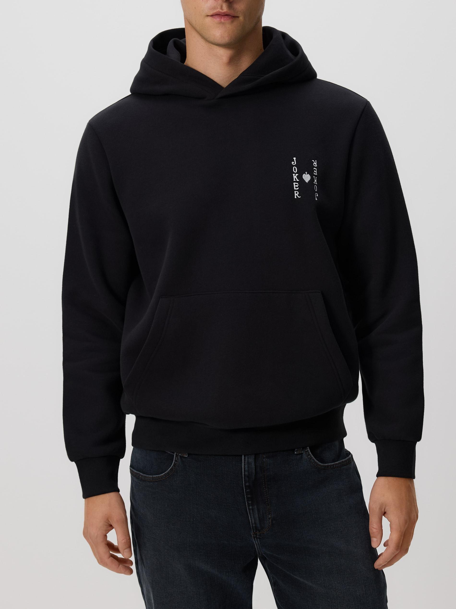 Black Hoodie With Back Print, Black, large image number 1
