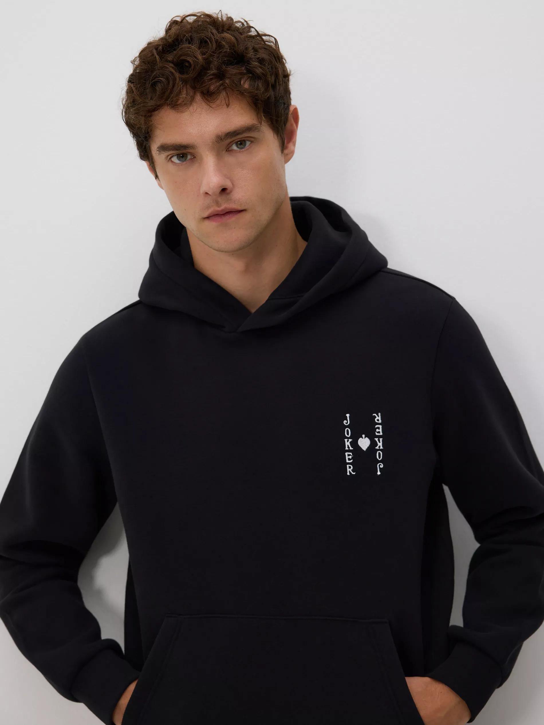 Black Hoodie With Back Print, Black, large image number 3