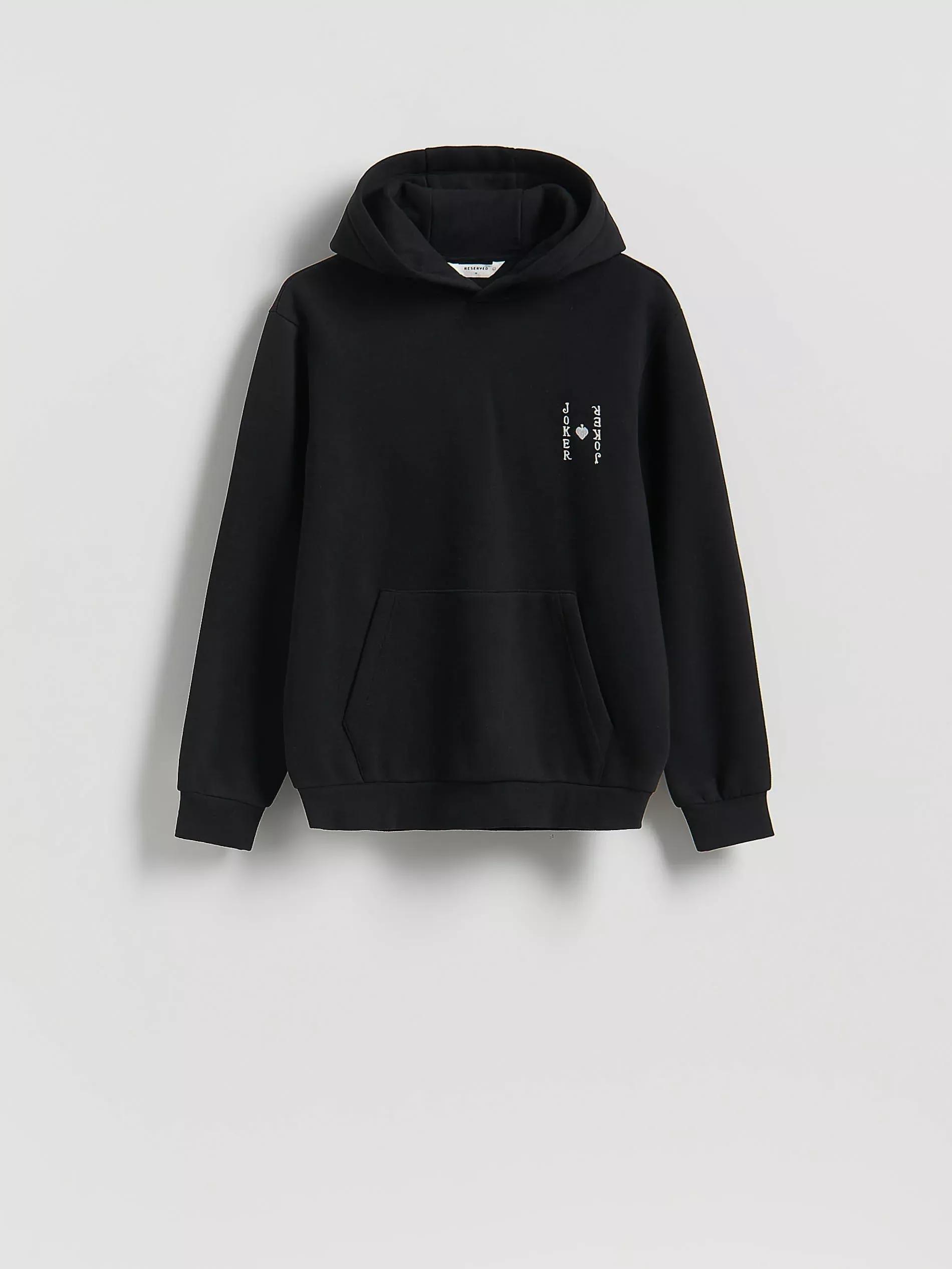 Black Hoodie With Back Print, Black, large image number 4