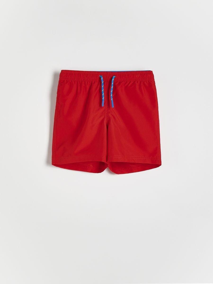 Red Elastic Waist Swimming Shorts, Kids Boys, , large image number 0