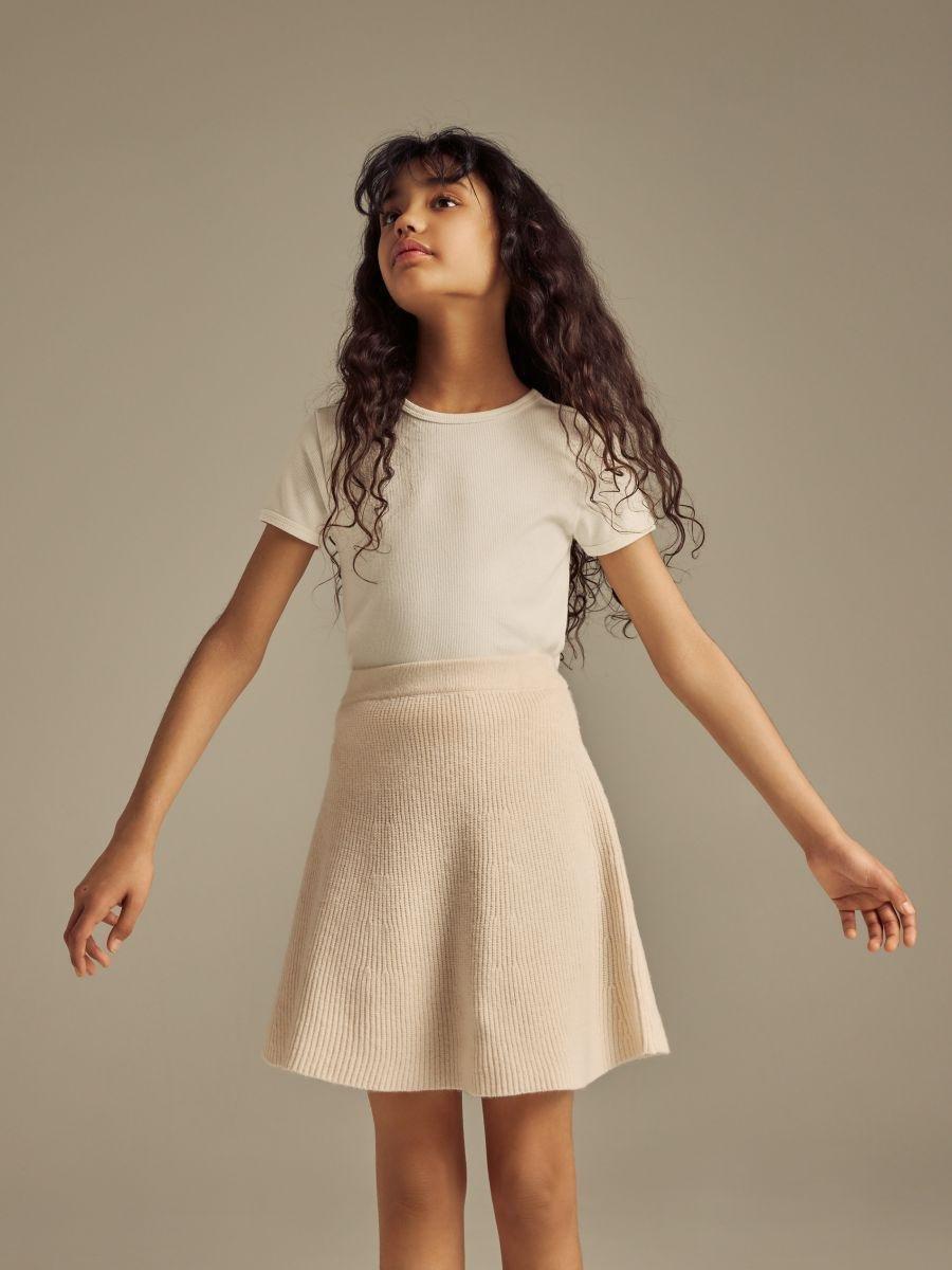 Beige Jersey Skirt, Ivory, medium