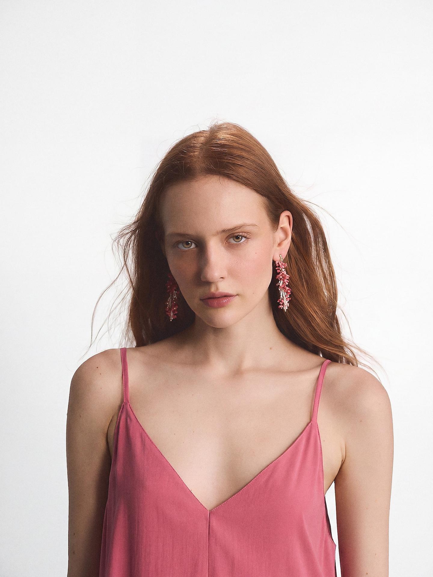Orange Dangle Earrings, Orange, large image number 2