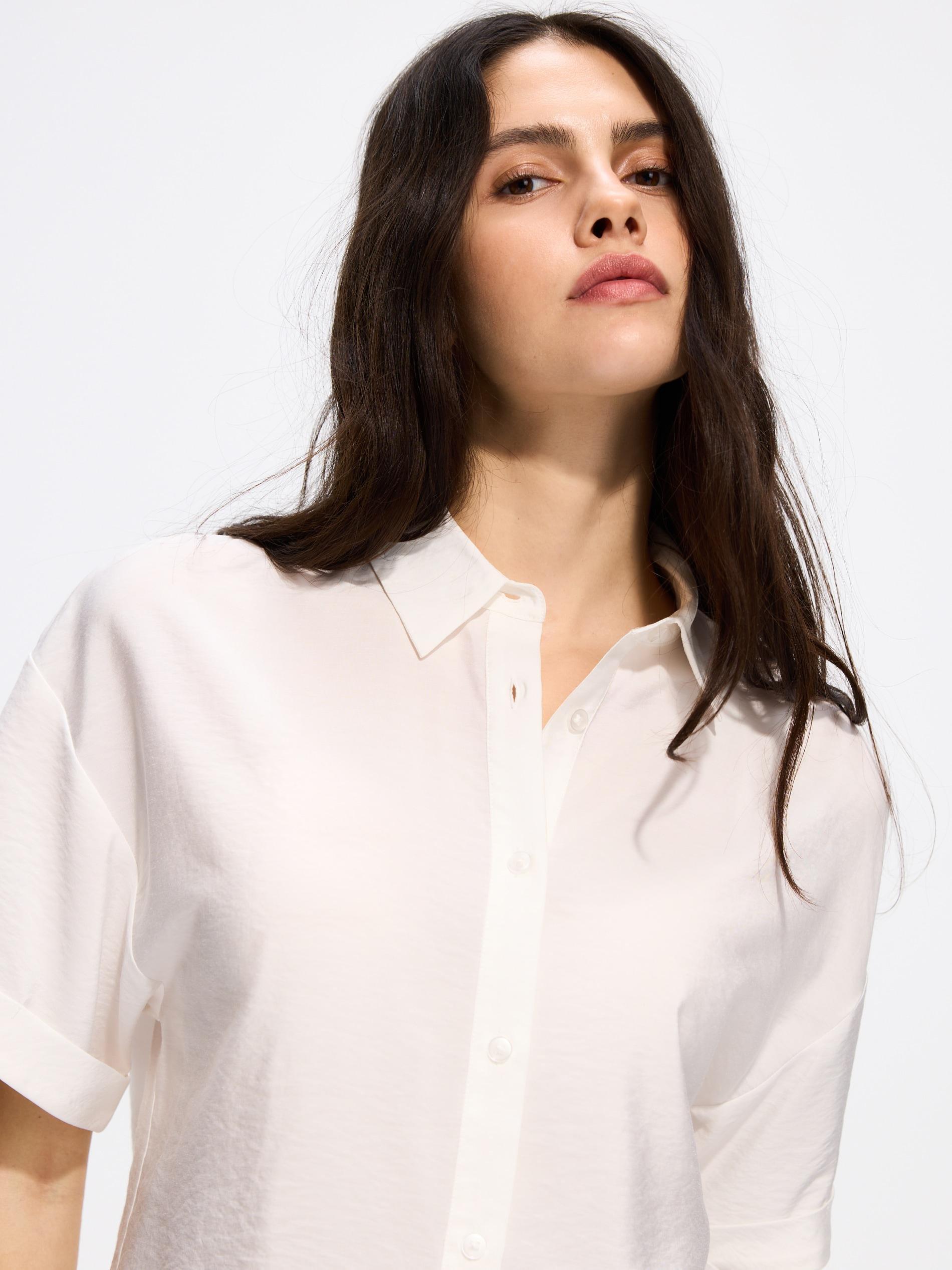 Cream Viscose Rich Shirt, Ivory, medium