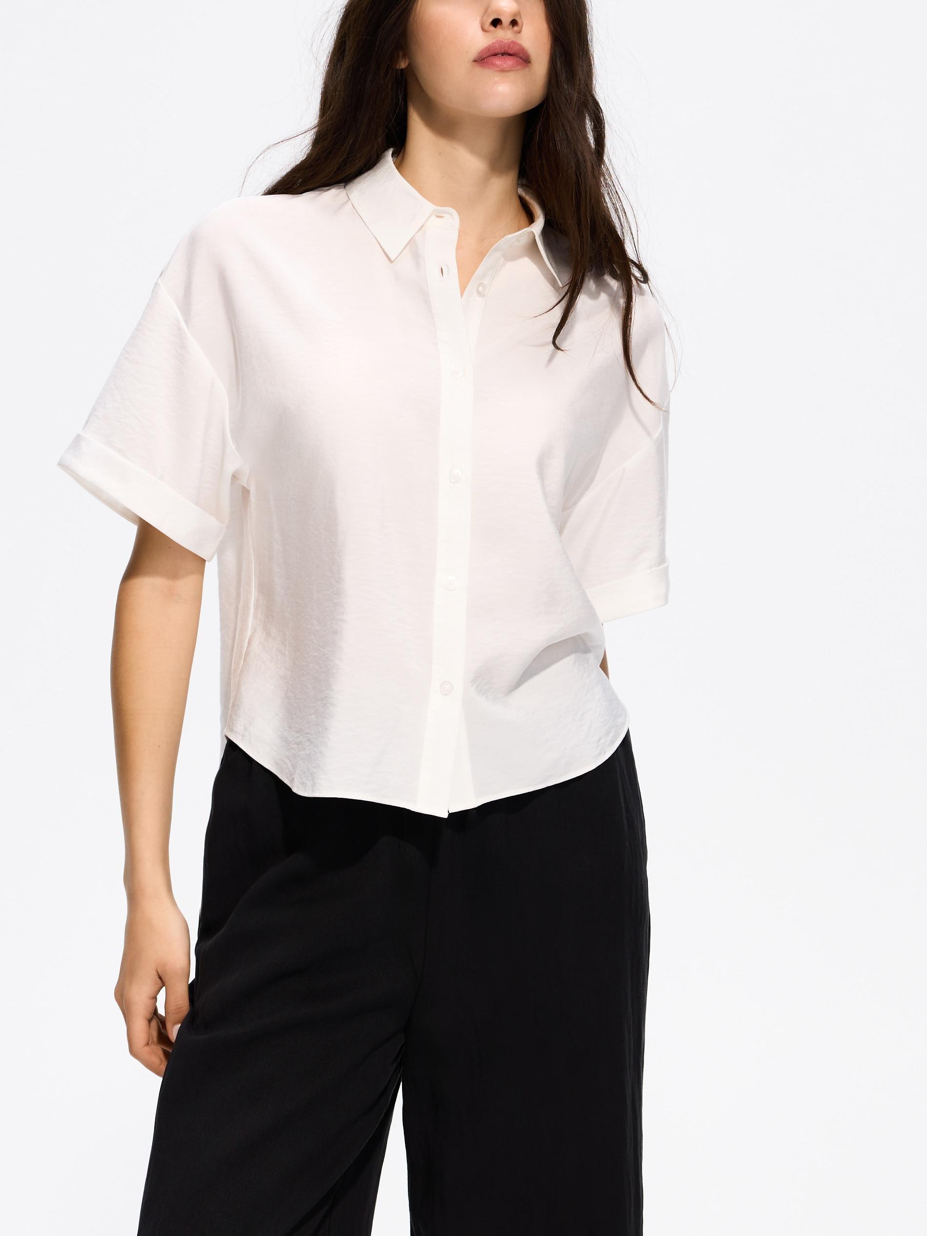 Cream Viscose Rich Shirt, Ivory, medium