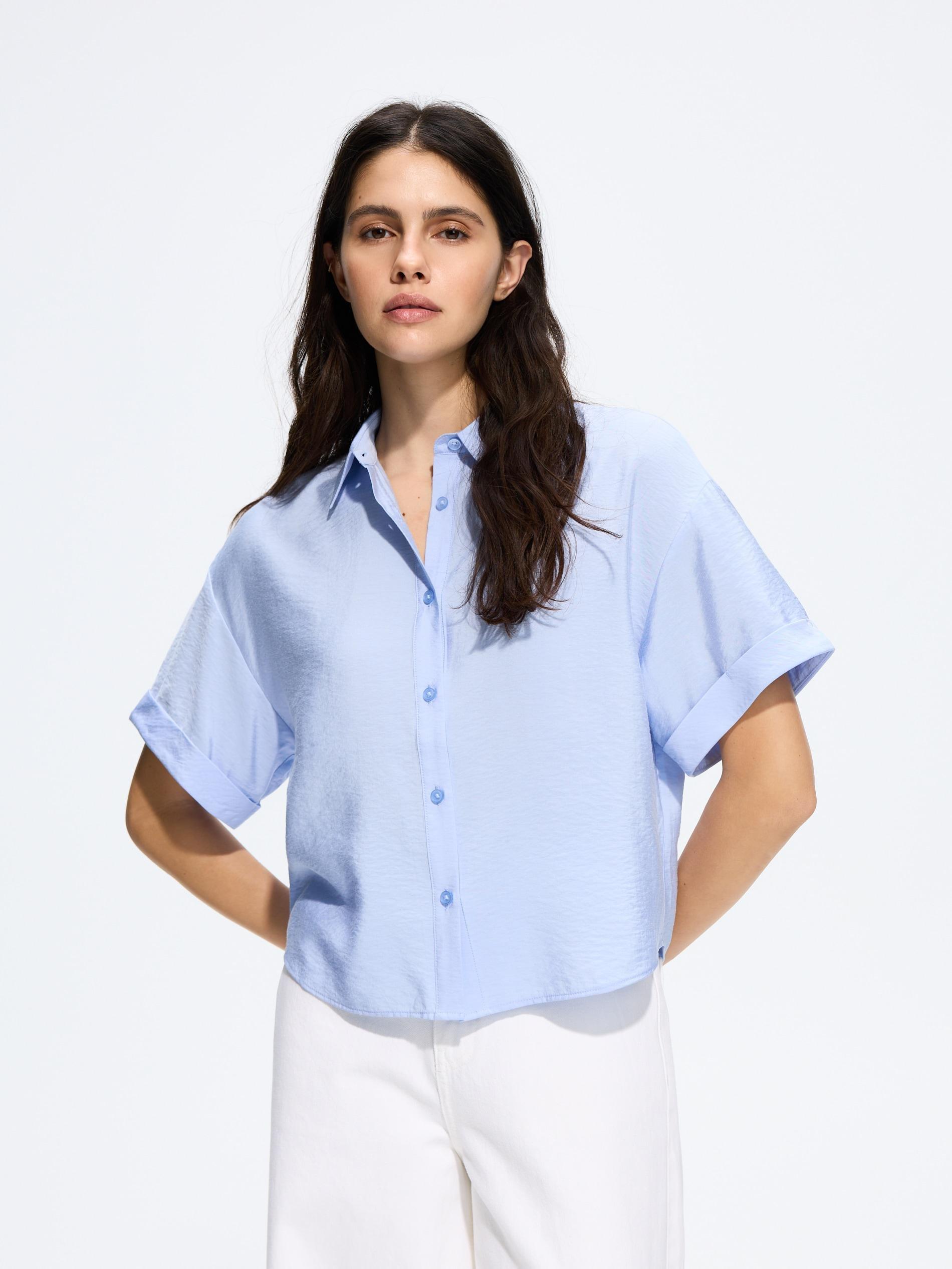 Blue Viscose Rich Shirt, Blue, medium