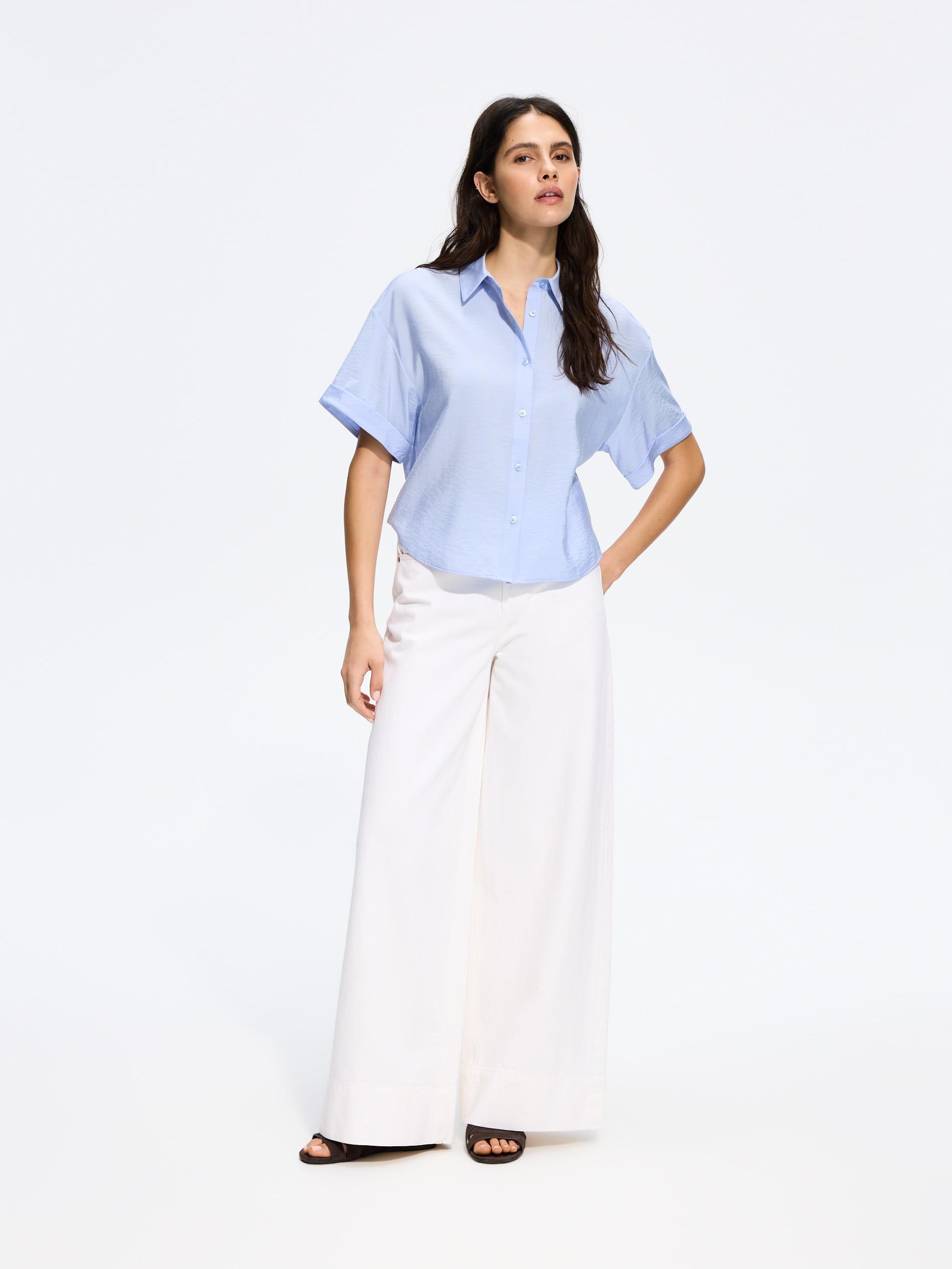 Blue Viscose Rich Shirt, Blue, large image number 1