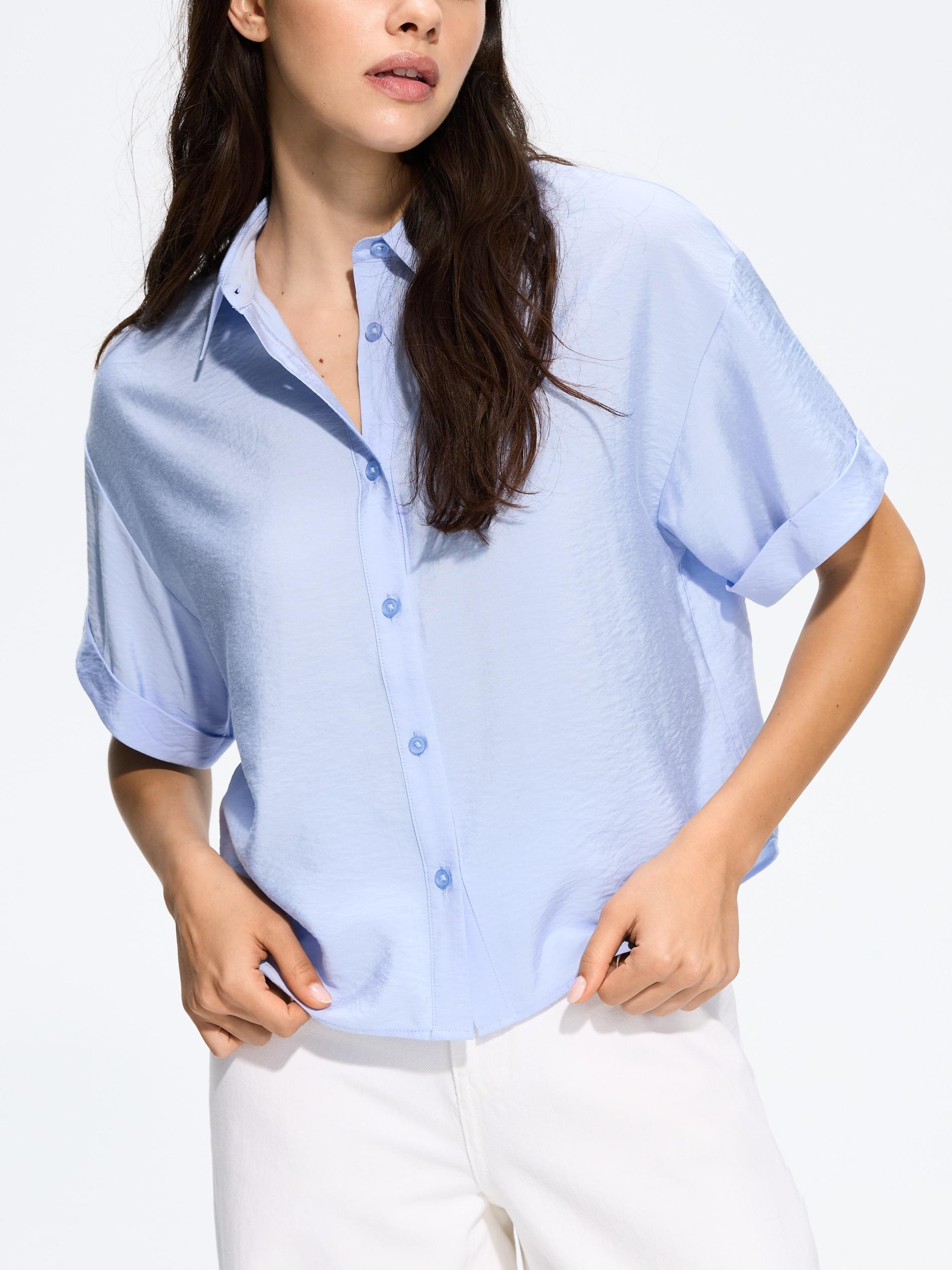 Blue Viscose Rich Shirt, Blue, large image number 2