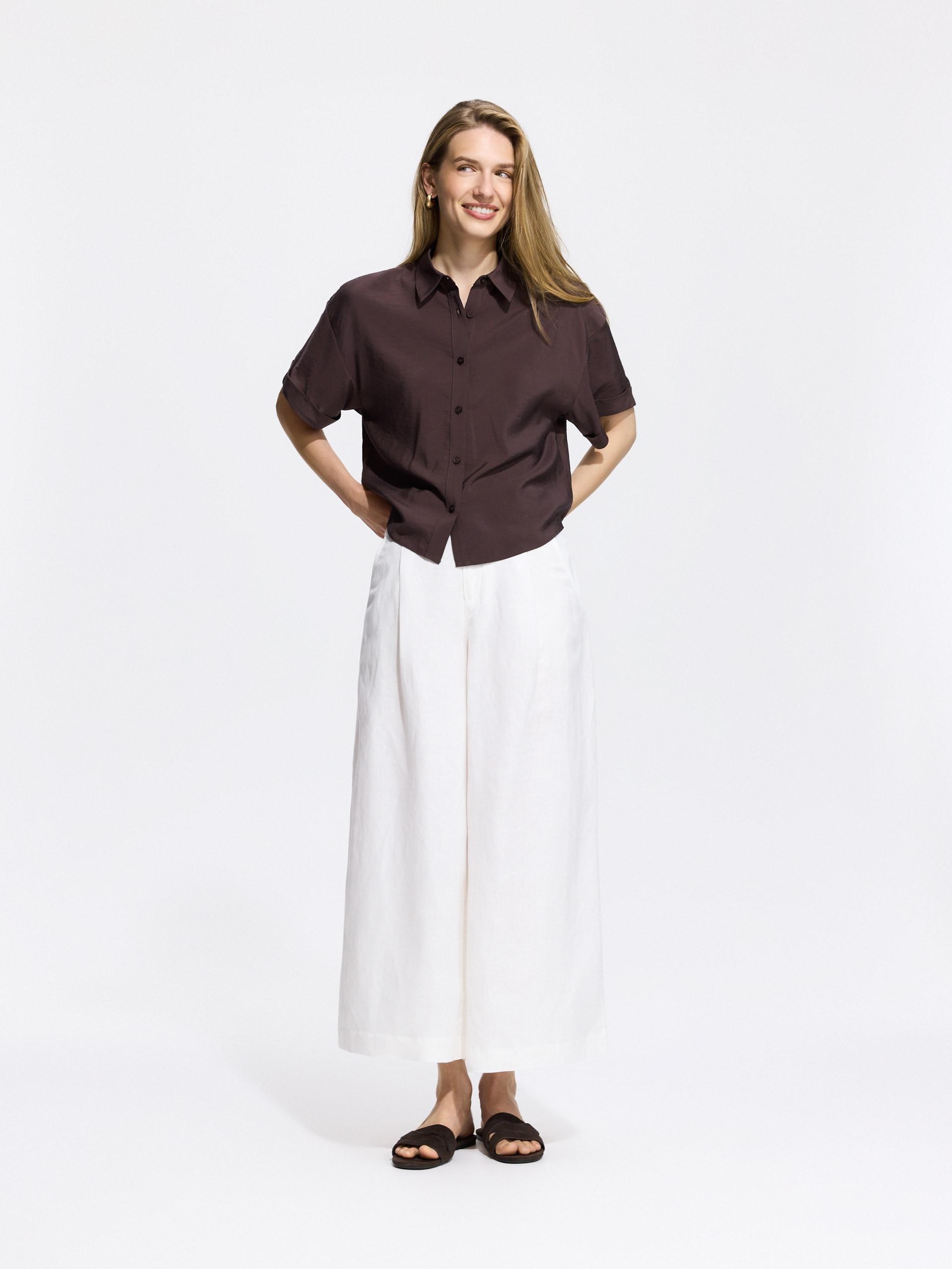 Brown Viscose Rich Shirt, Brown, medium