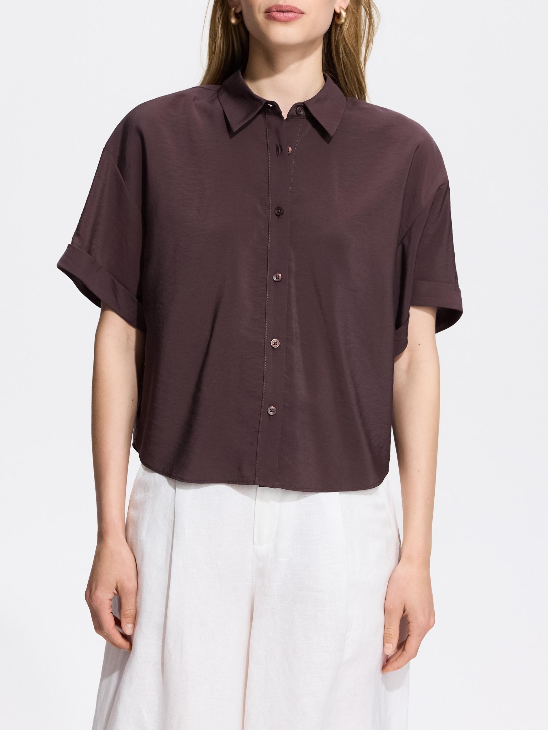 Brown Viscose Rich Shirt, Brown, medium