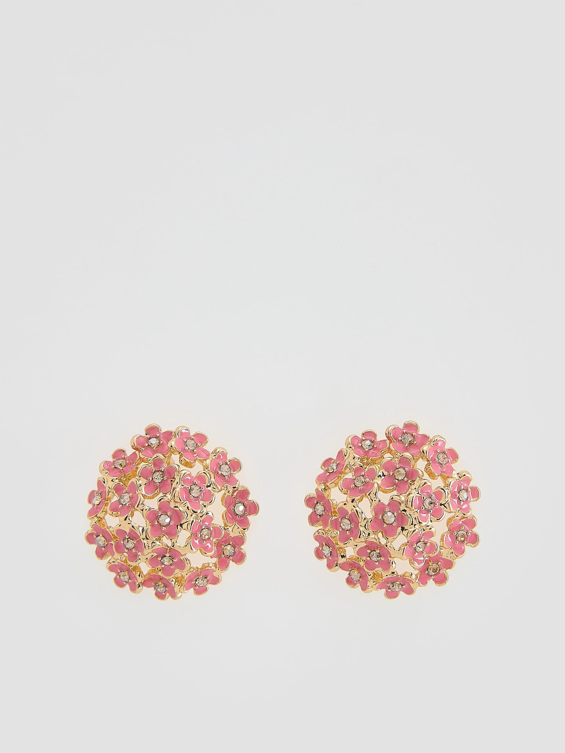 Orange Flower-Shaped Earrings, Orange, large image number 0