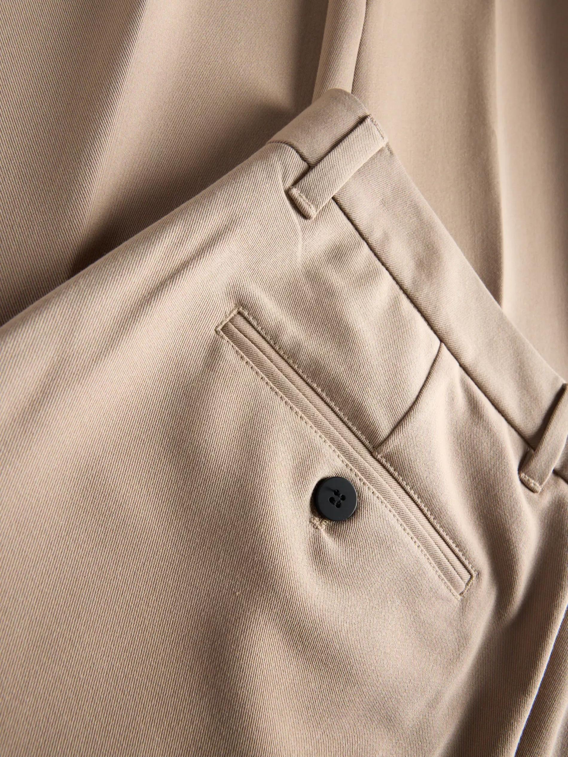 Beige Slim Striped Chinos, , large image number 5