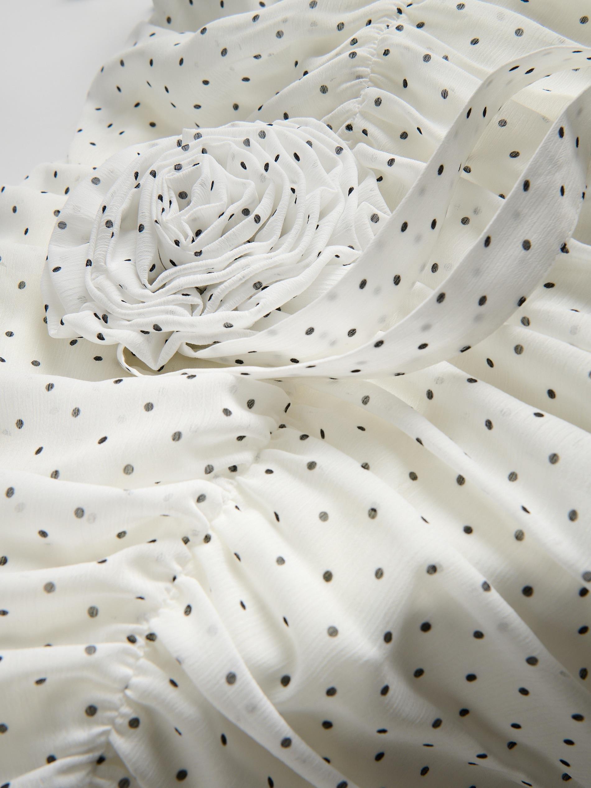 Cream Mini Dress With Polka Dots, Ivory, large image number 5