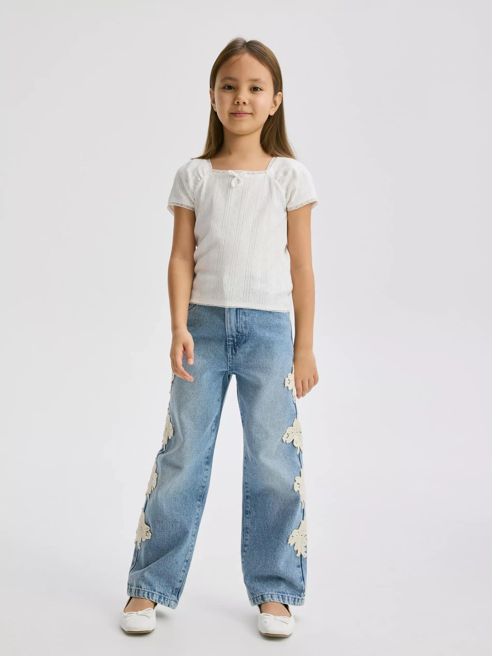 Cream Cotton Blouse, Kids Girls, , medium
