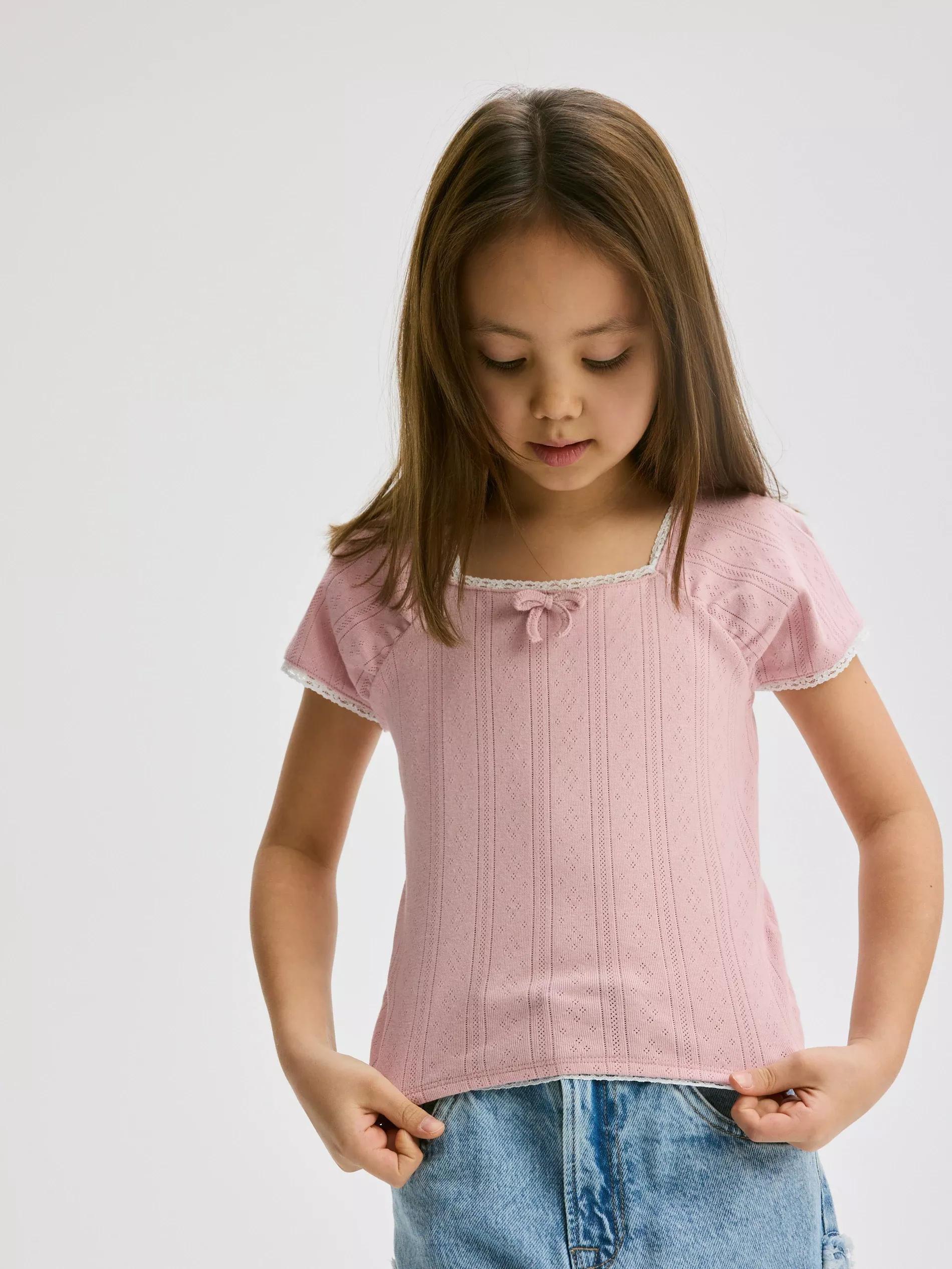 Pink Cotton Blouse, Kids Girls, , large image number 0