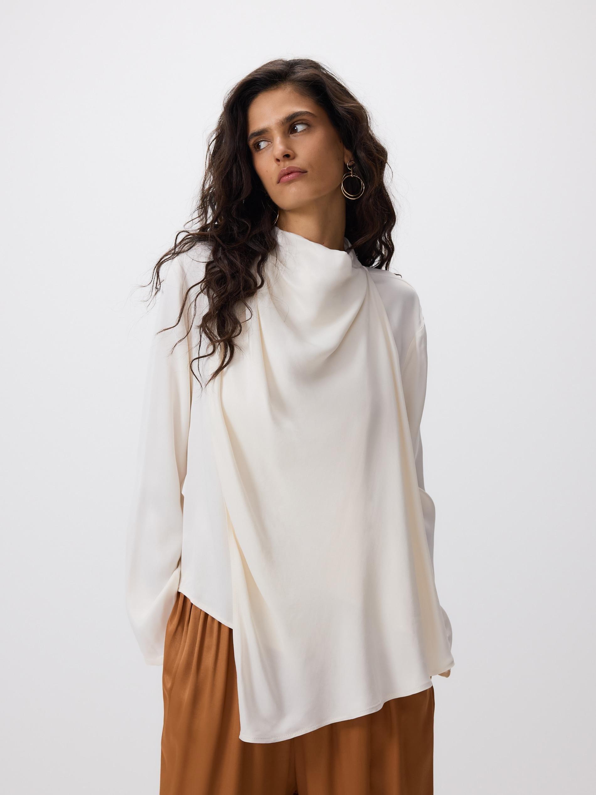 Cream Viscose Blouse, Ivory, large image number 0