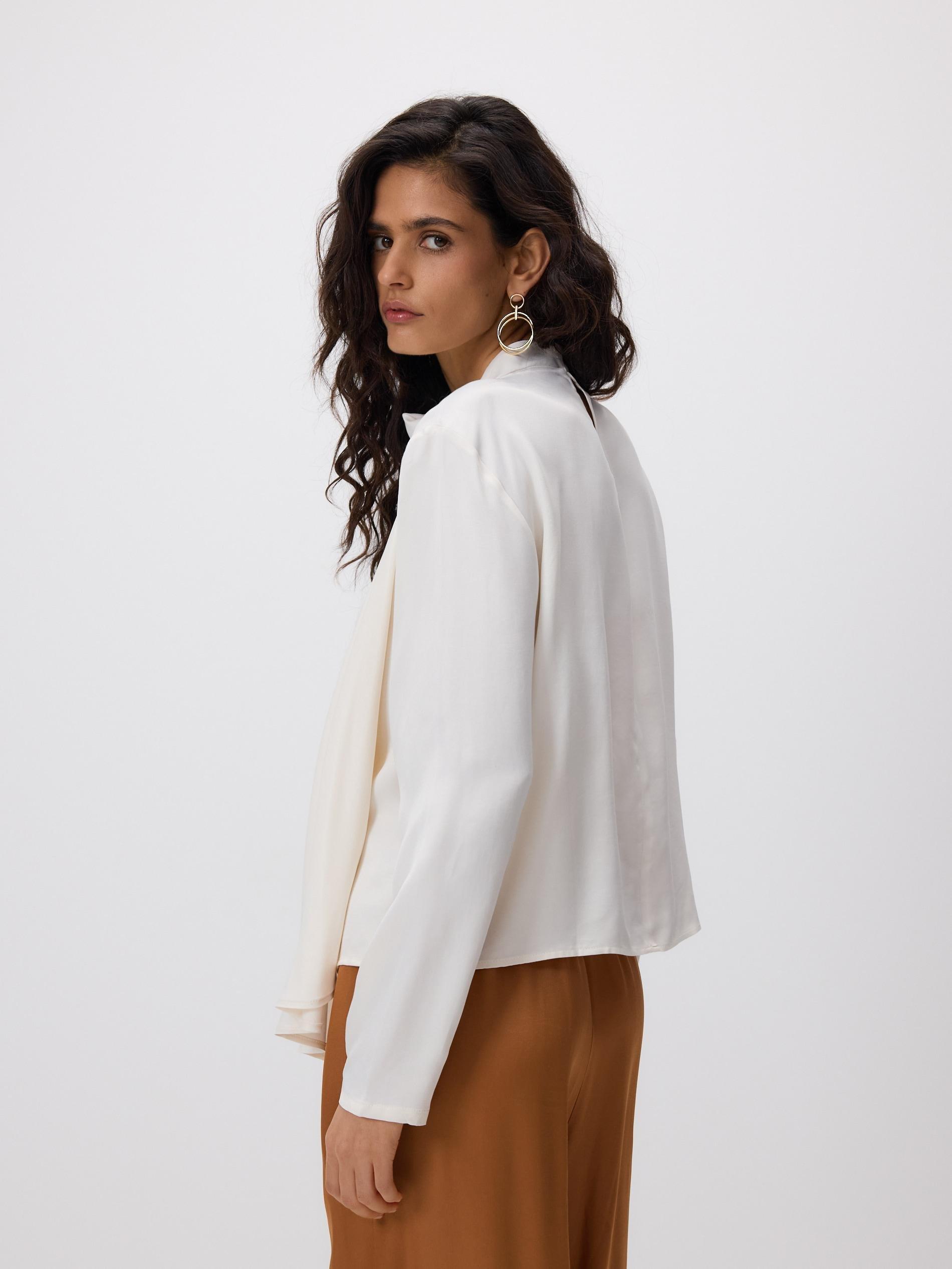 Cream Viscose Blouse, Ivory, large image number 1