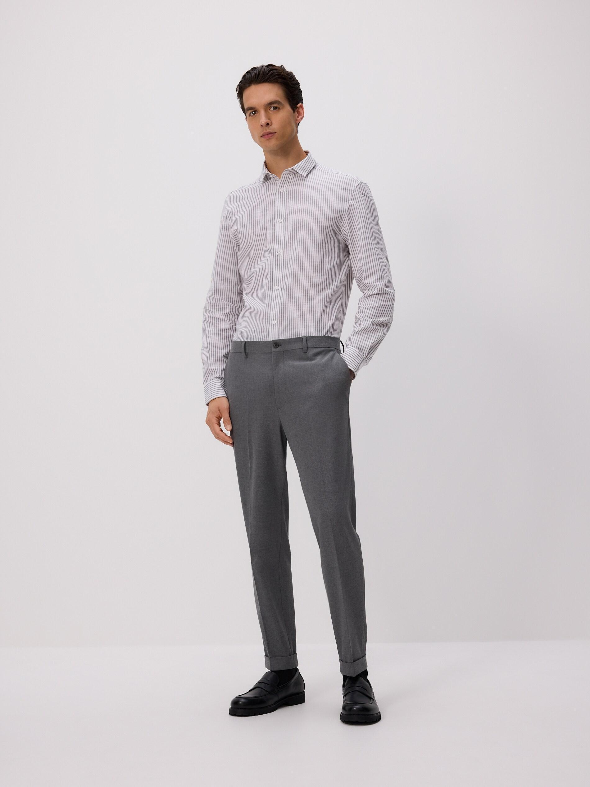 Grey Regular Fit Cotton Shirt, Grey, large image number 0