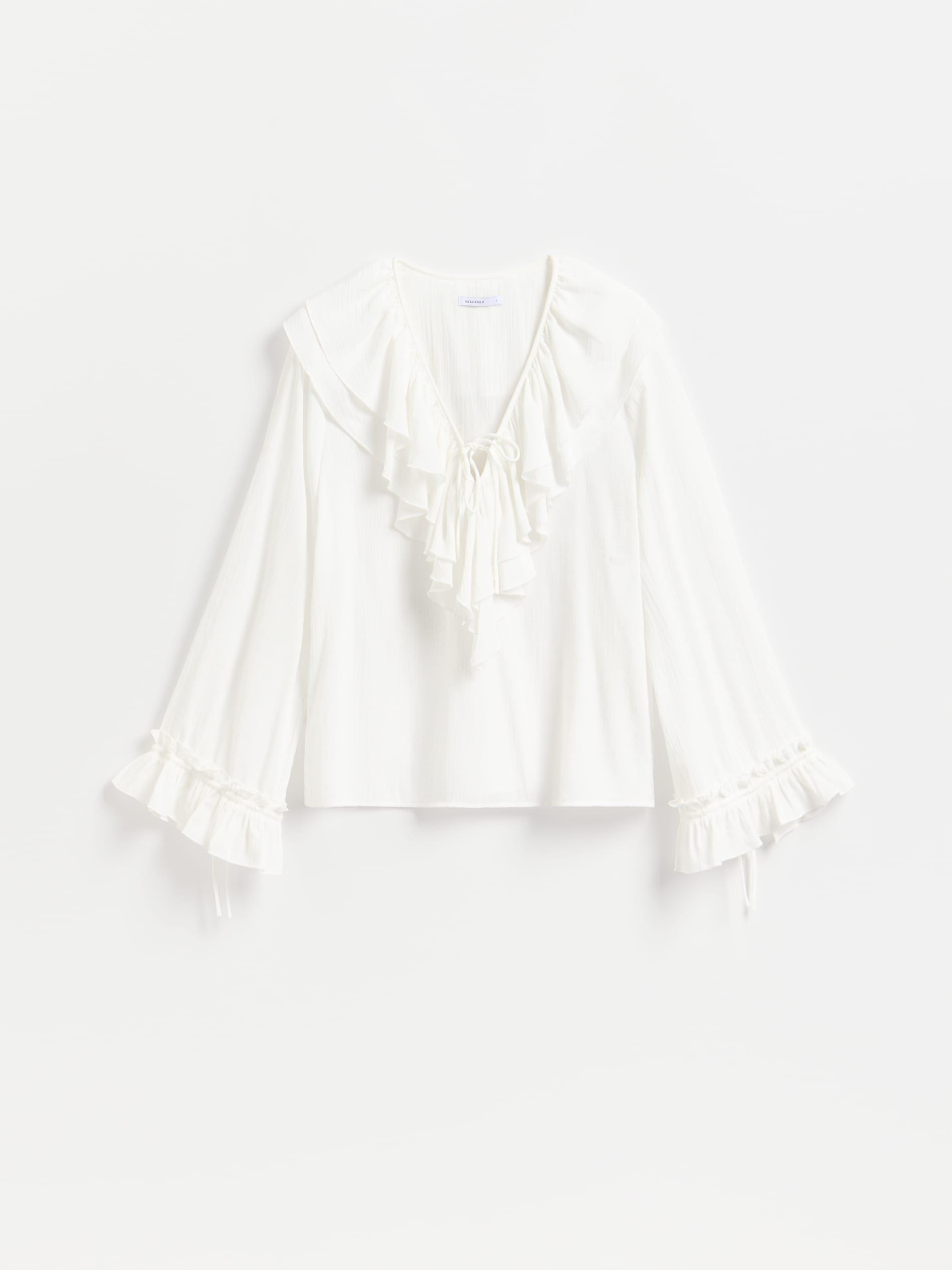 White Top With Frills, White, large image number 4