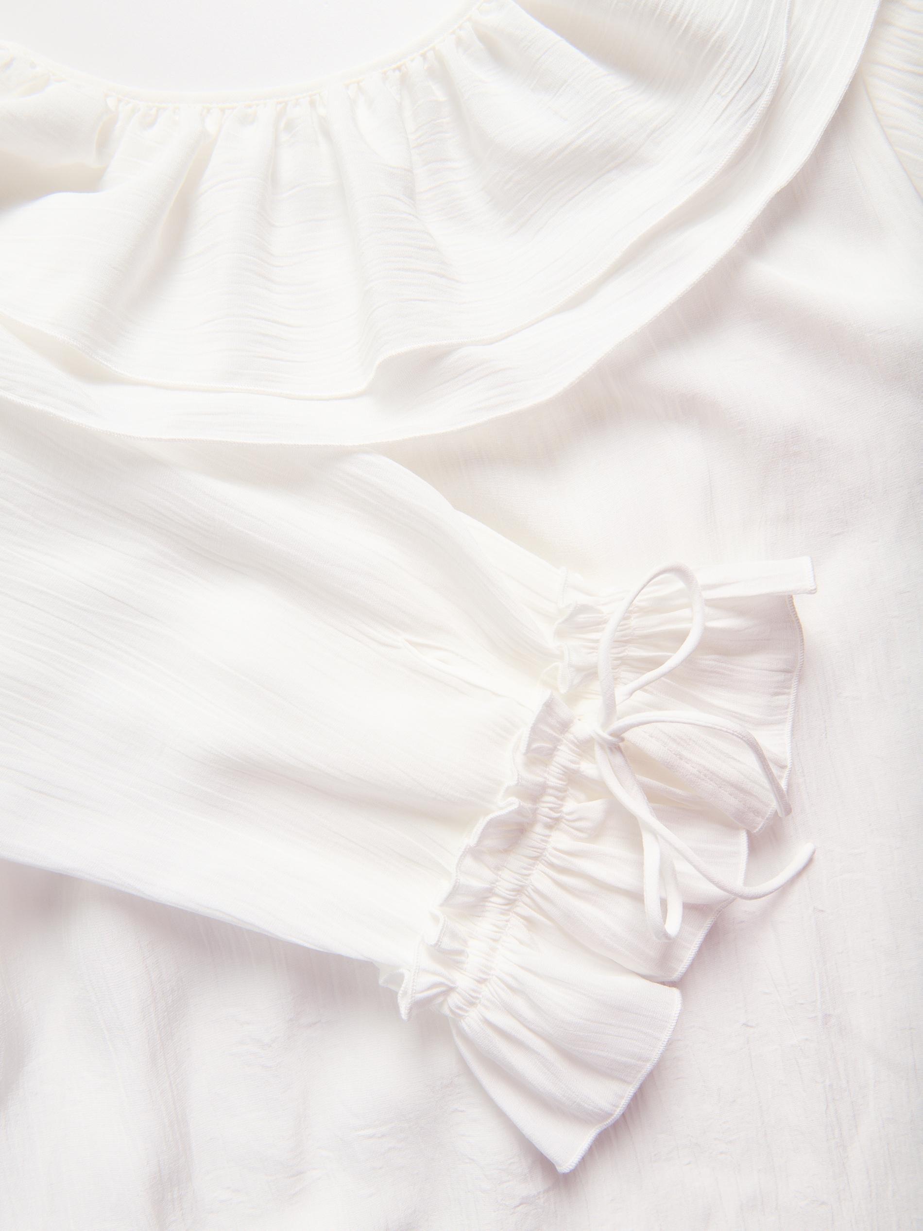 White Top With Frills, White, large image number 5