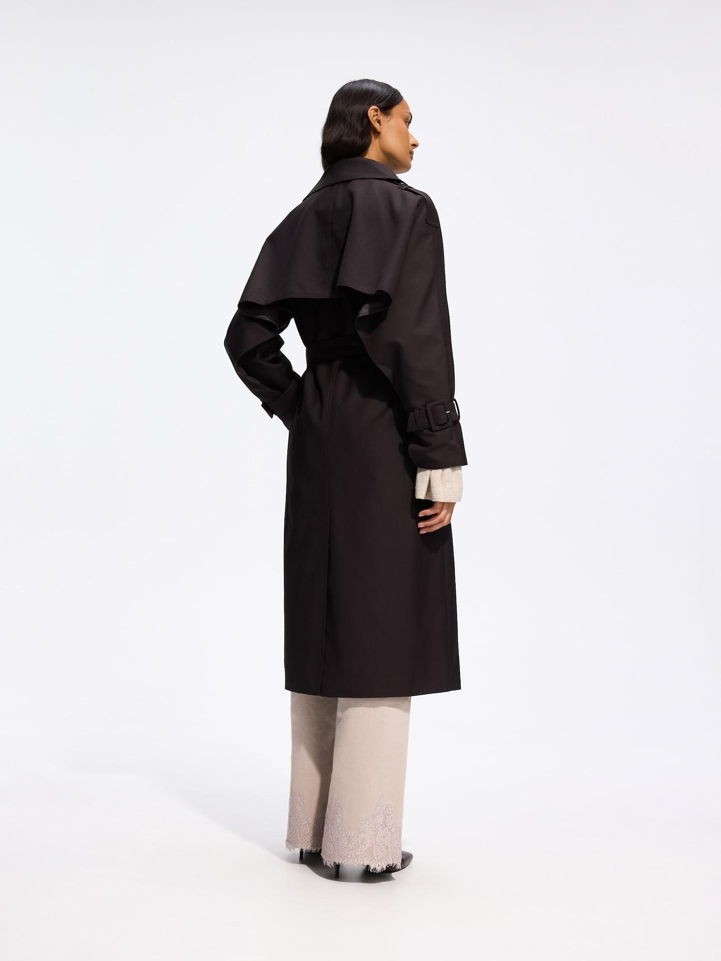 Brown Double-Breasted Trench Coat With Belt, Brown, large image number 3