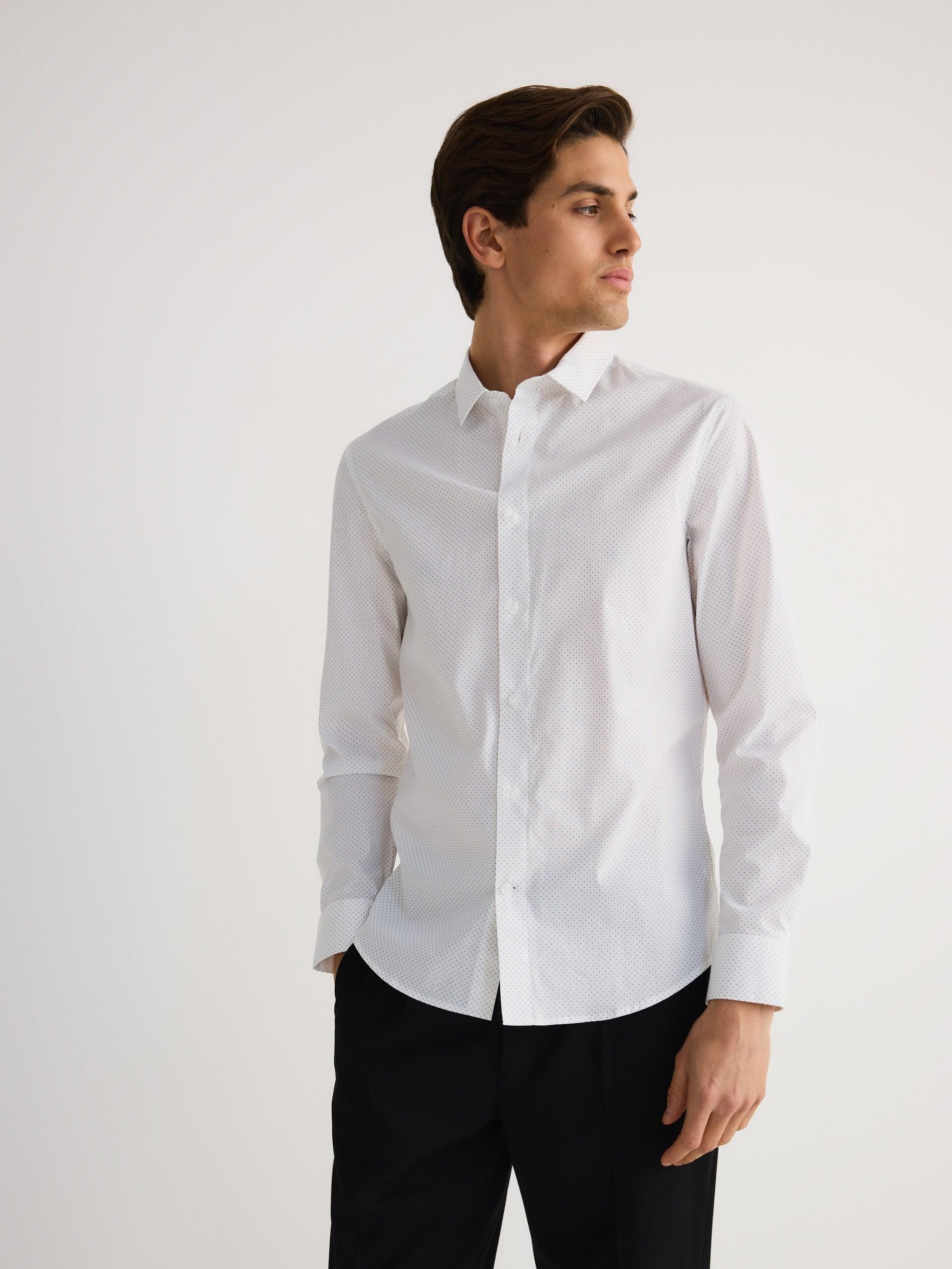 WHITE Slim fit cotton rich shirt, White, large image number 1