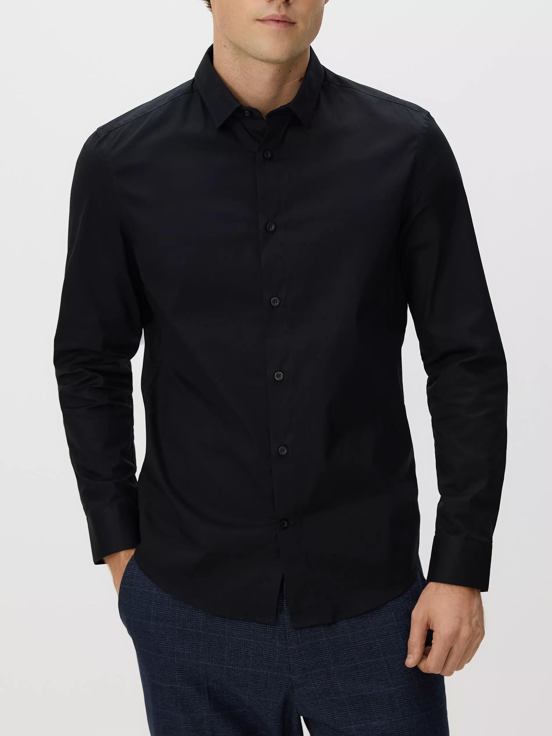 Black Plain Formal Shirt, Black, large image number 1