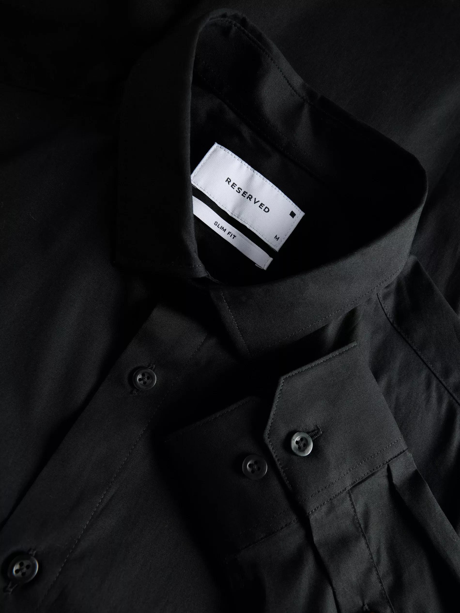 Black Plain Formal Shirt, , large image number 1