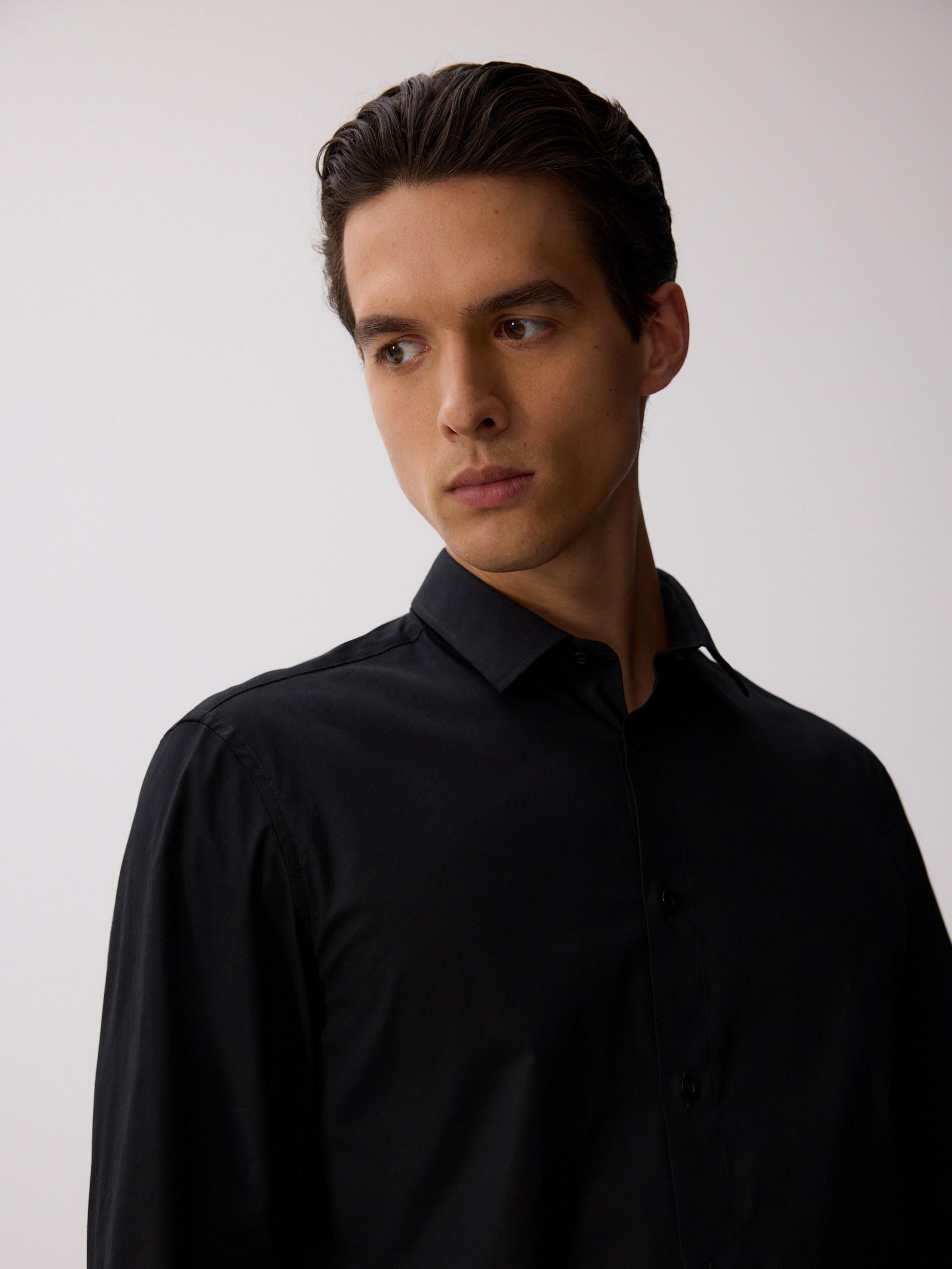 Black Plain Formal Shirt, Black, large image number 2