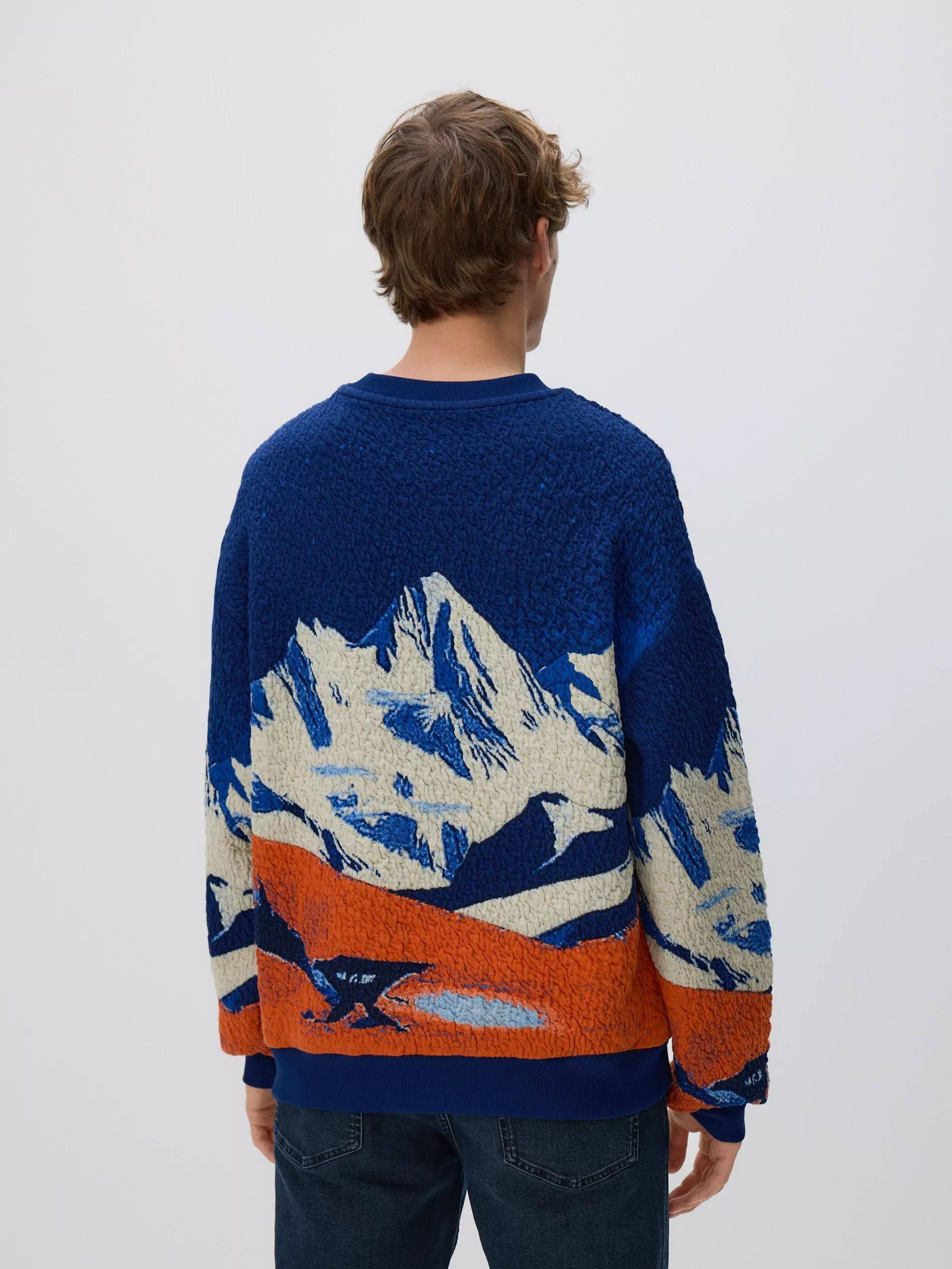 Navy Printed Sweatshirt, Navy, large image number 3