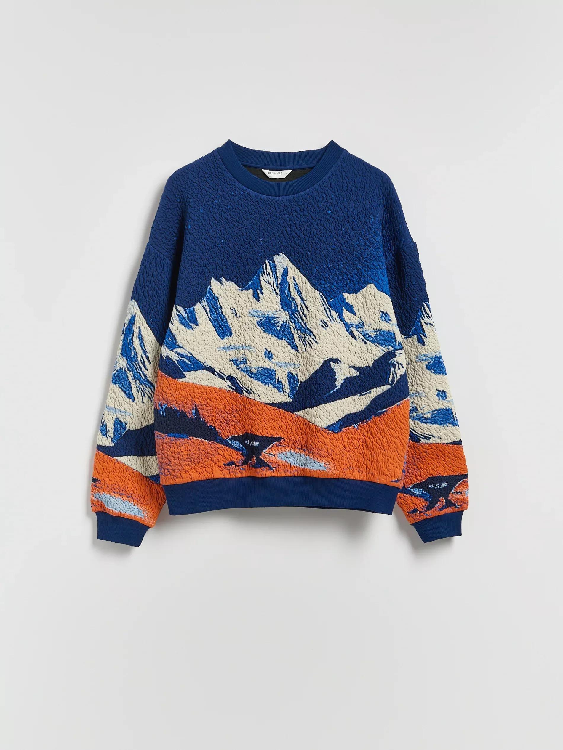 Navy Printed Sweatshirt, Navy, large image number 4