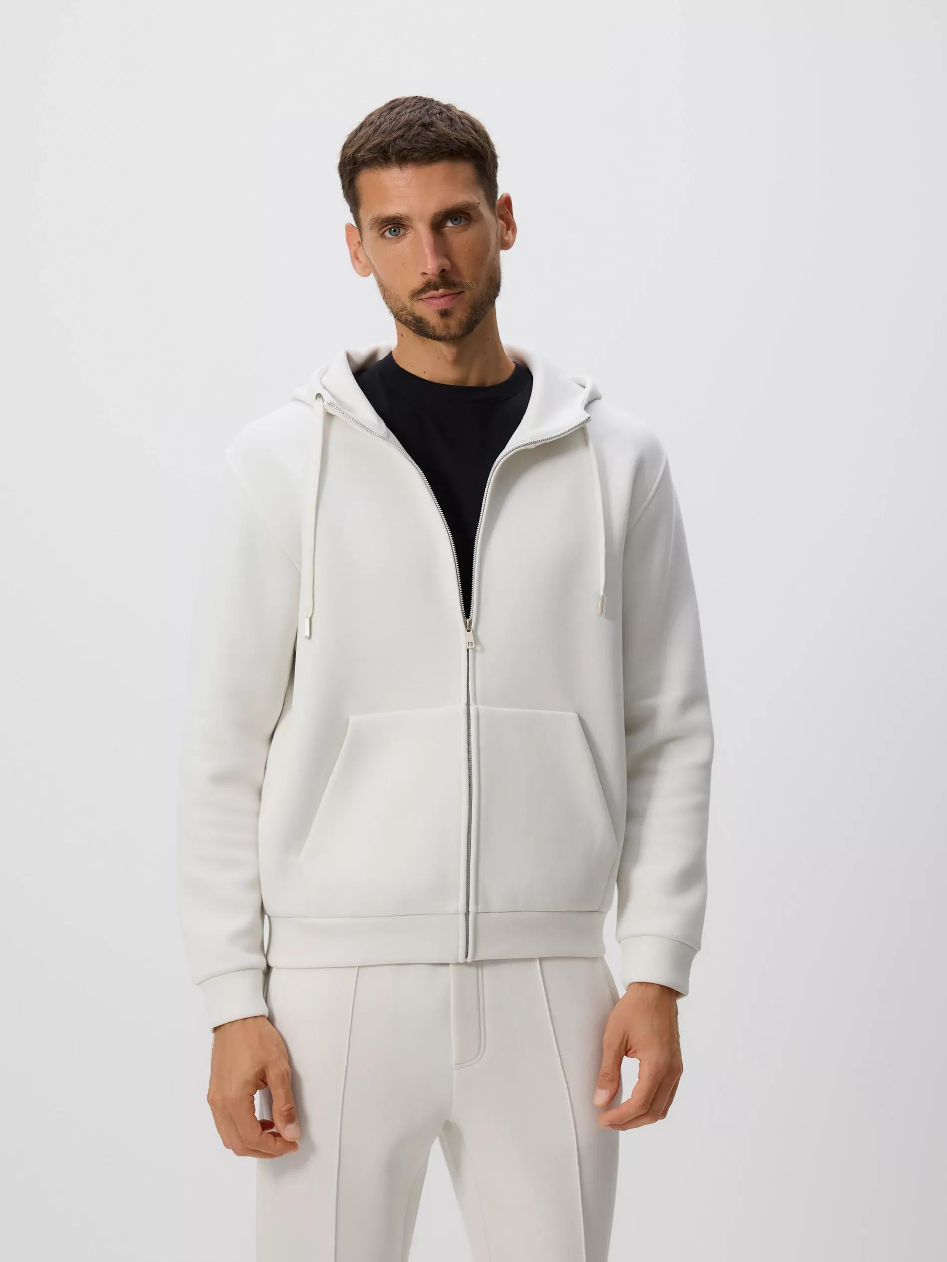 Cream Regular Fit Hoodie, , large image number 0