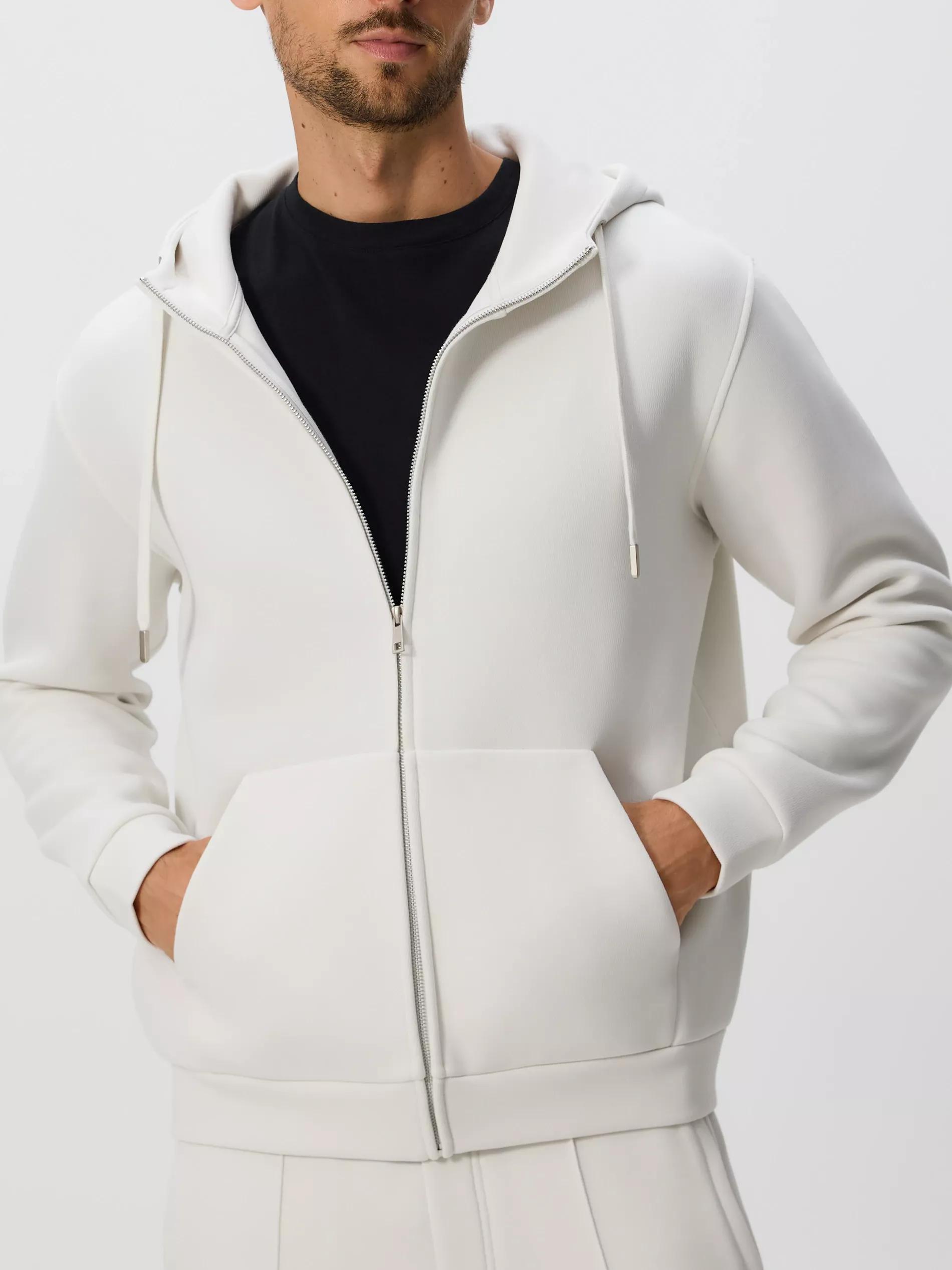 Cream Regular Fit Hoodie, , large image number 2