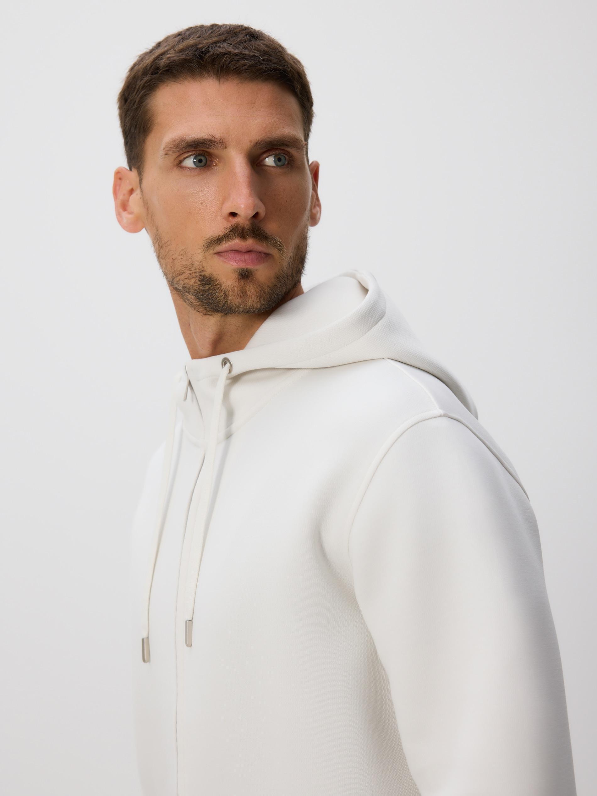 Cream Regular Fit Hoodie, , large image number 4