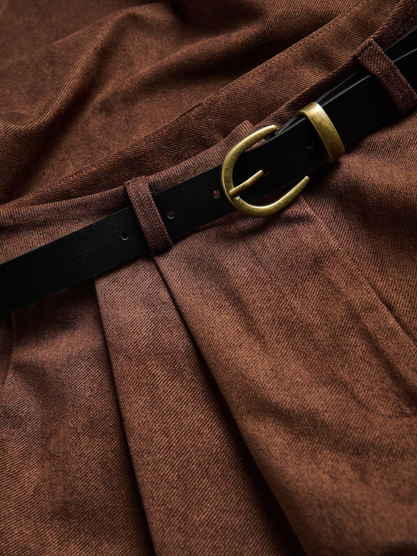 Brown Wide Leg Trousers With Belt, Brown, large image number 1