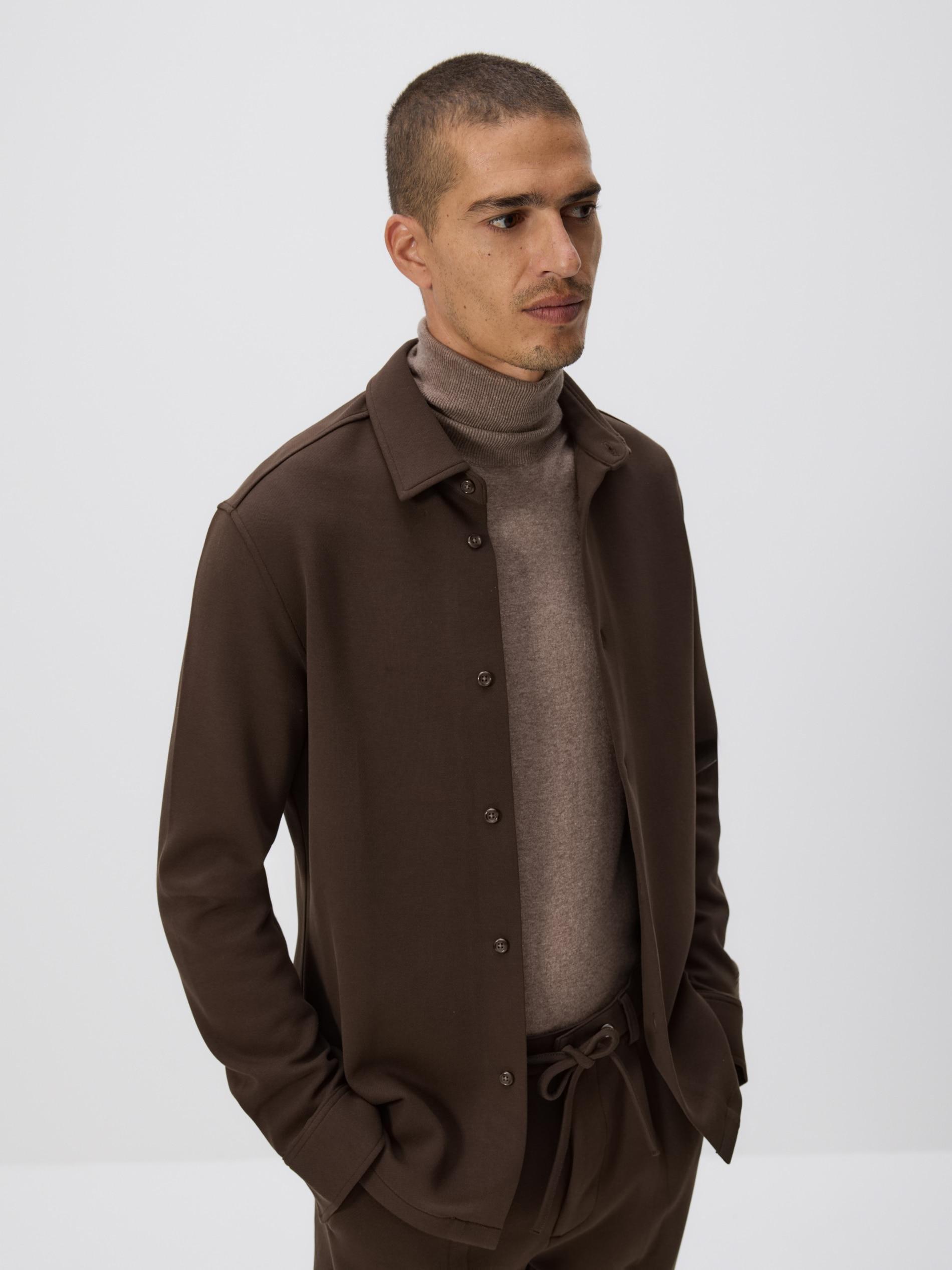 Brown Slim Fit Plain Shirt, Brown, large image number 0