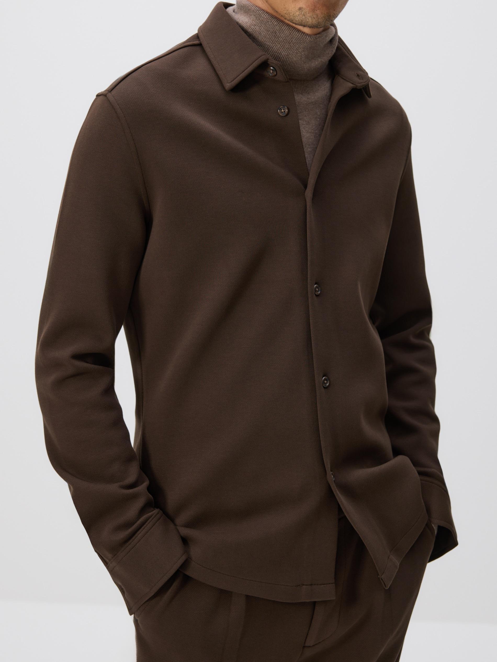 Brown Slim Fit Plain Shirt, Brown, large image number 1