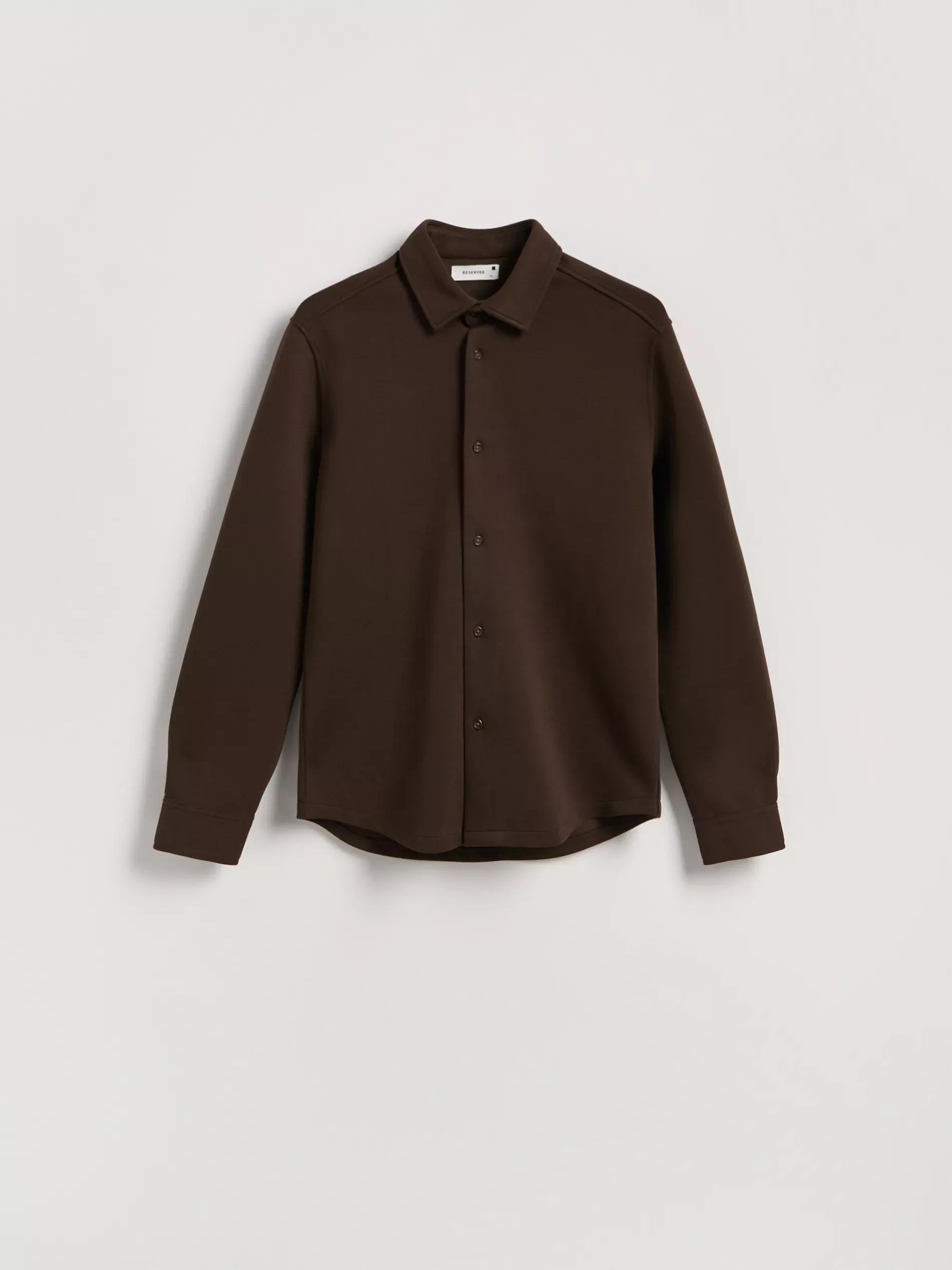 Brown Slim Fit Plain Shirt, Brown, large image number 4