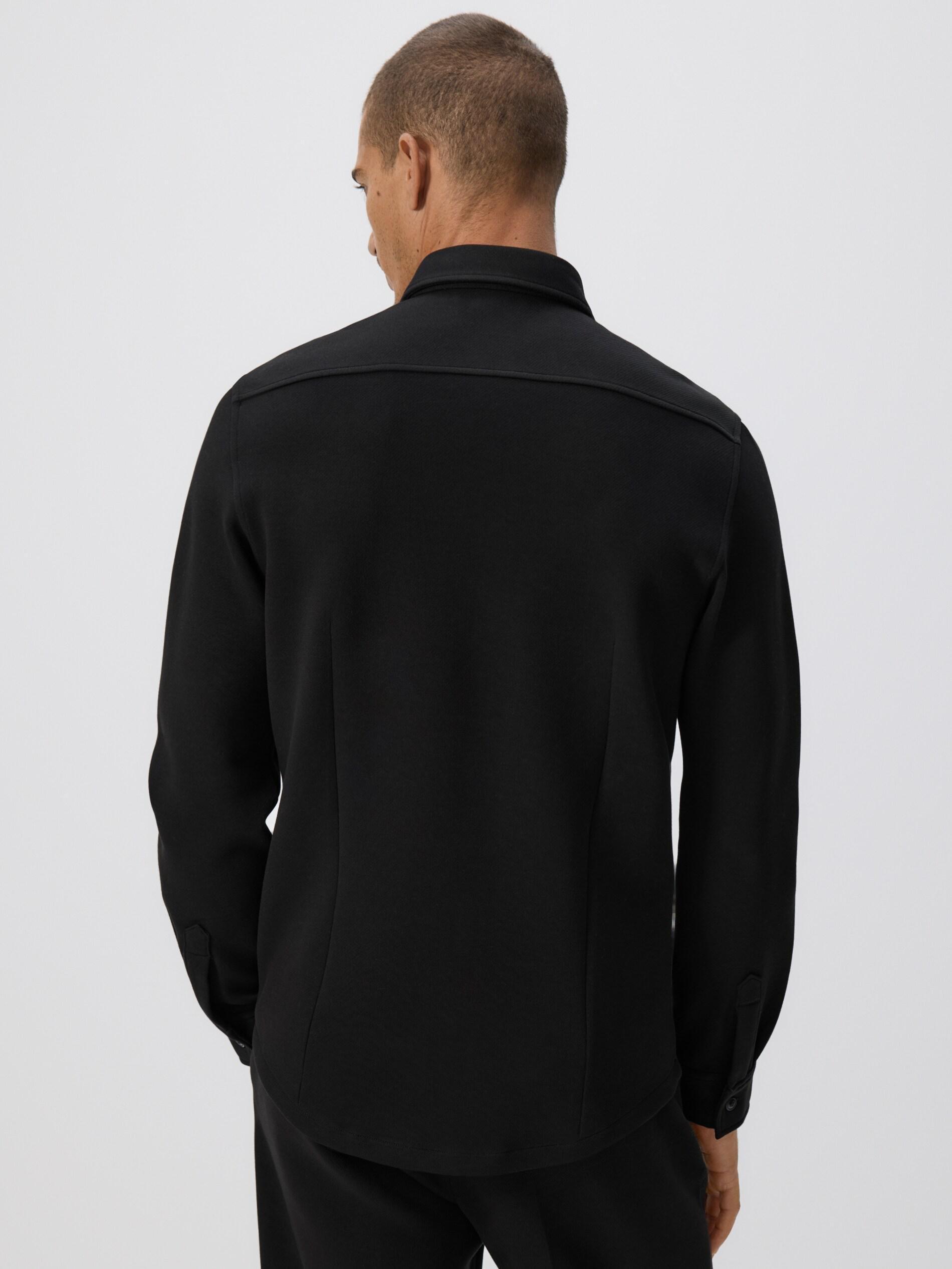 Black Slim Fit Plain Shirt, Black, large image number 3