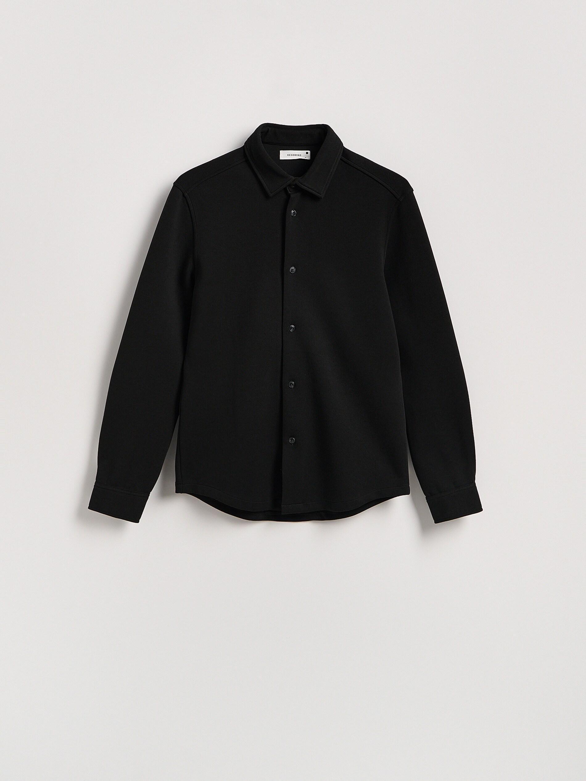 Black Slim Fit Plain Shirt, Black, large image number 4