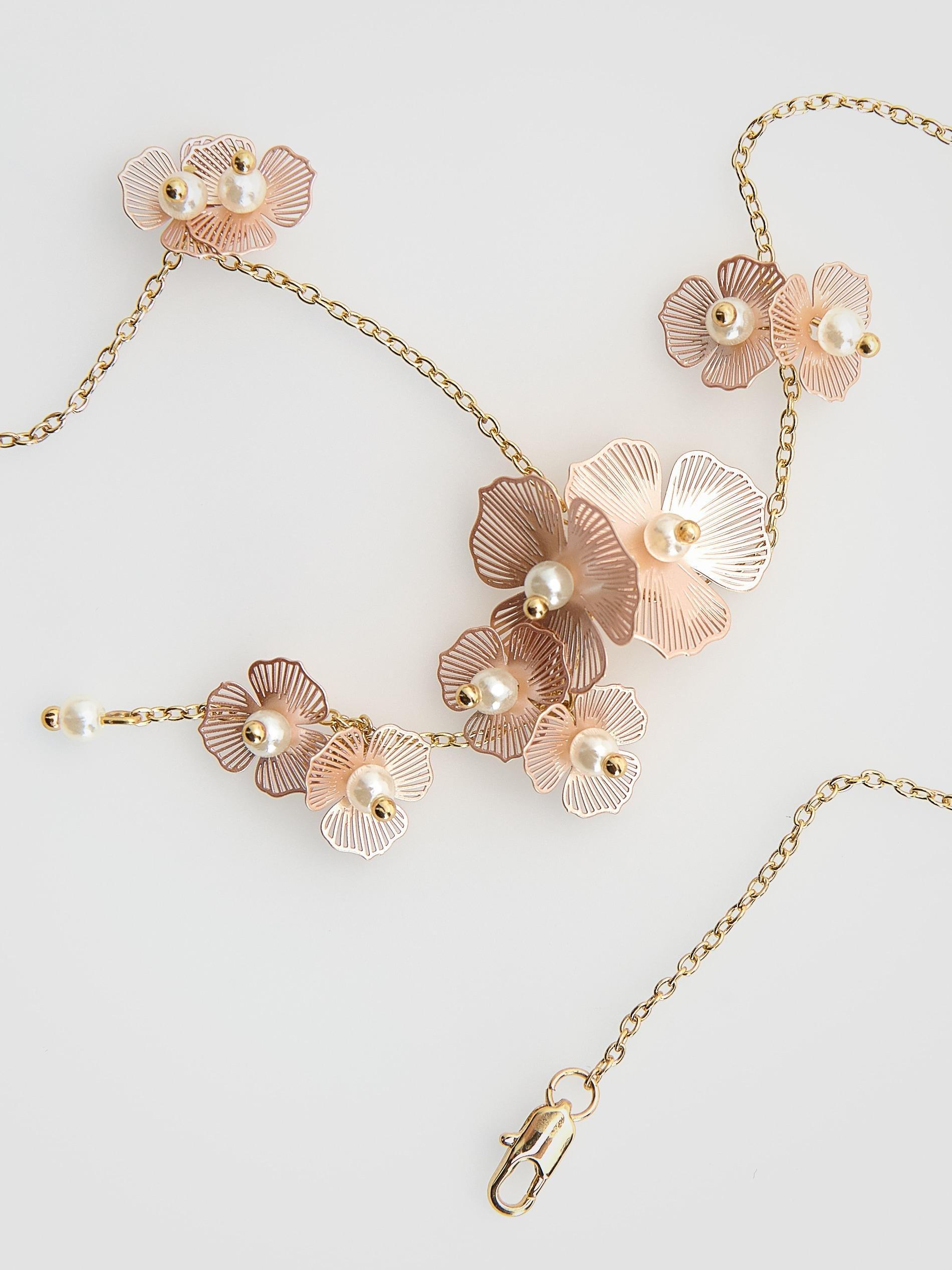 Multicolour Necklace With Floral Pendant, Multicolor, large image number 1