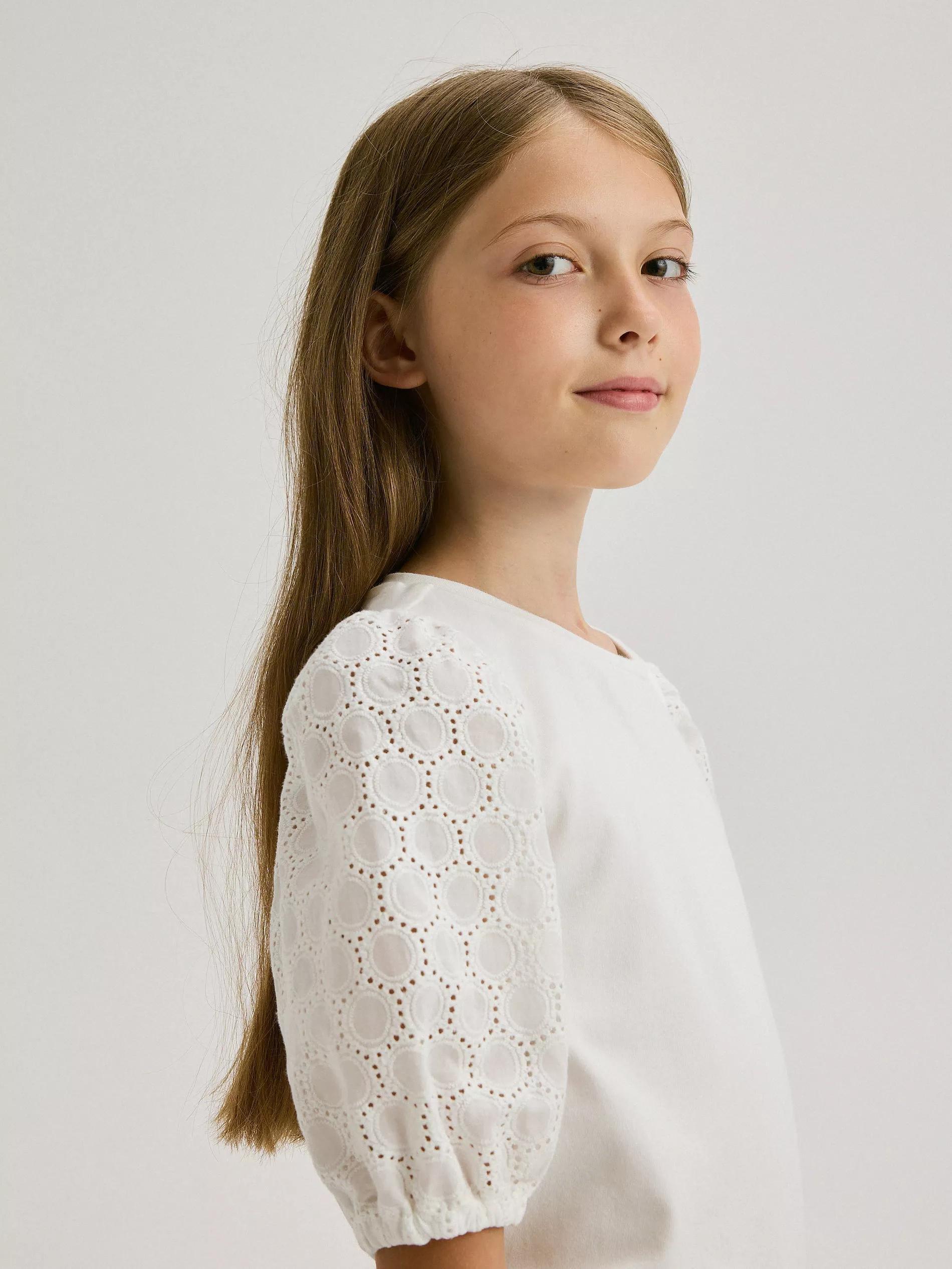 White Pointed Blouse, Kids Girls, , large image number 3