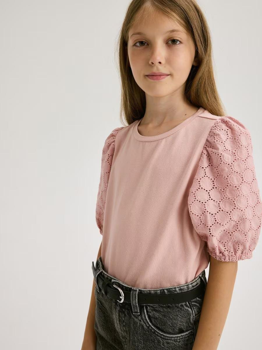 Beige Pointed Blouse, Kids Girls, , large image number 0