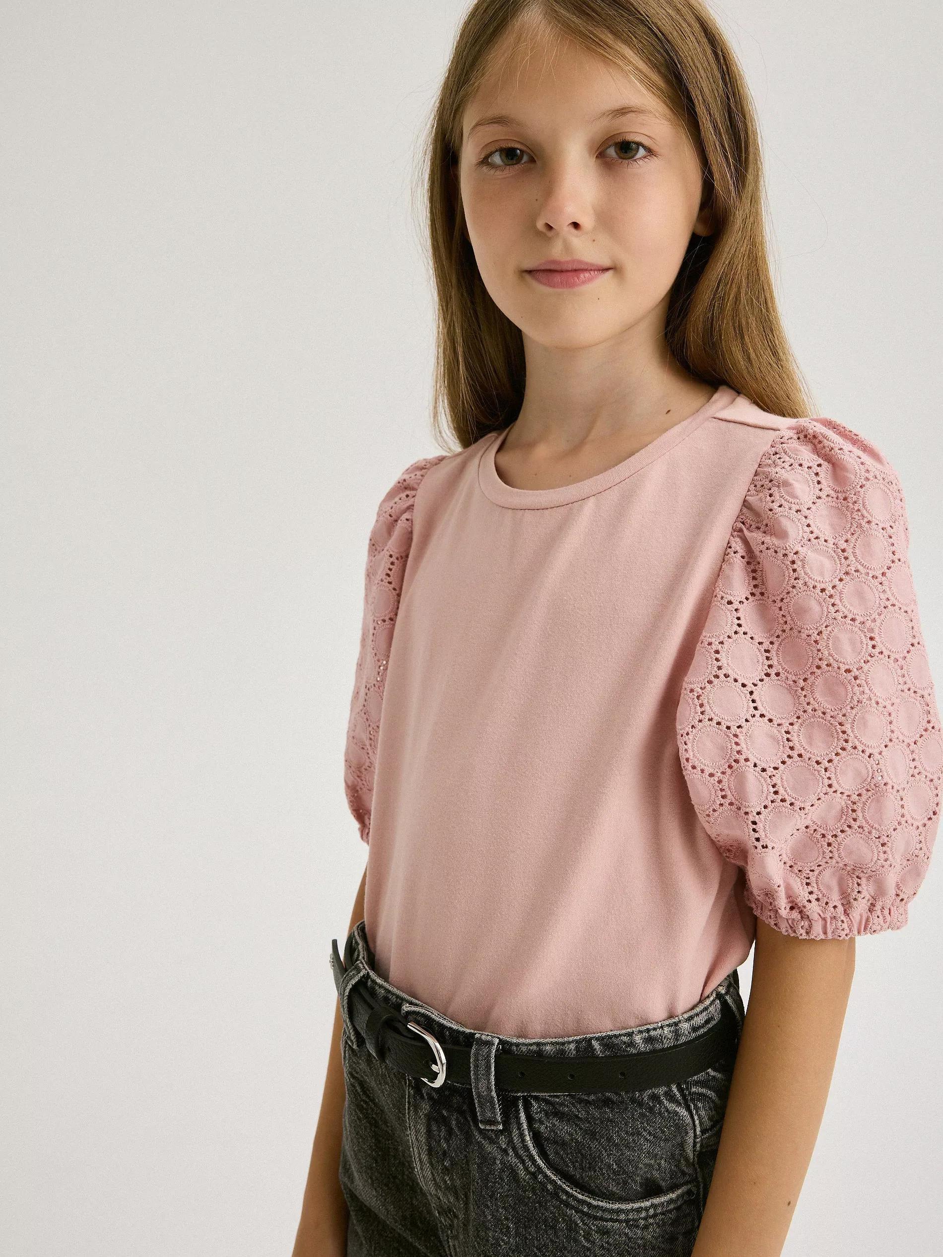 Beige Pointed Blouse, Kids Girls, , large image number 3