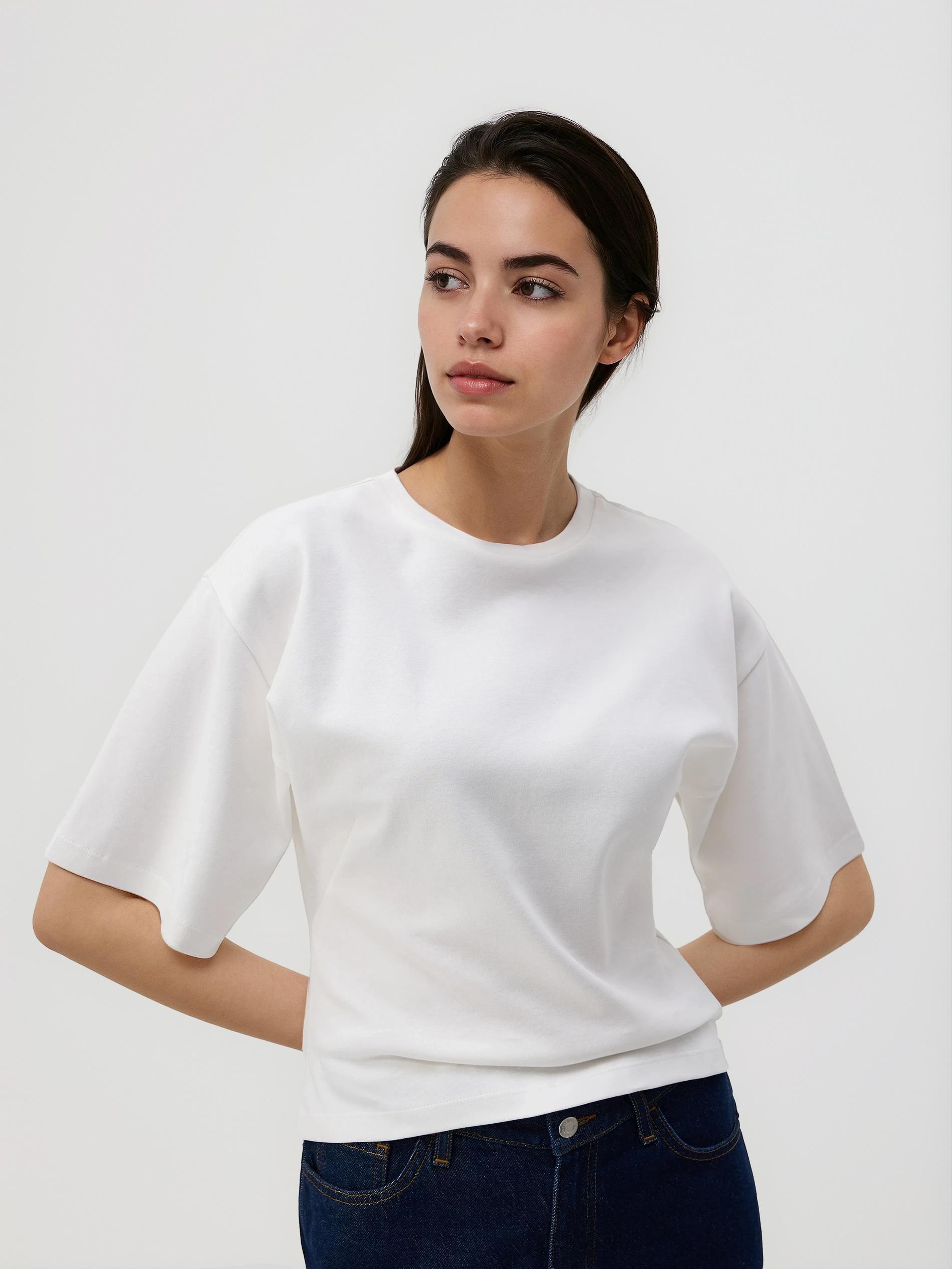 Cream Waist-Fitted T-Shirt, Ivory, large image number 0