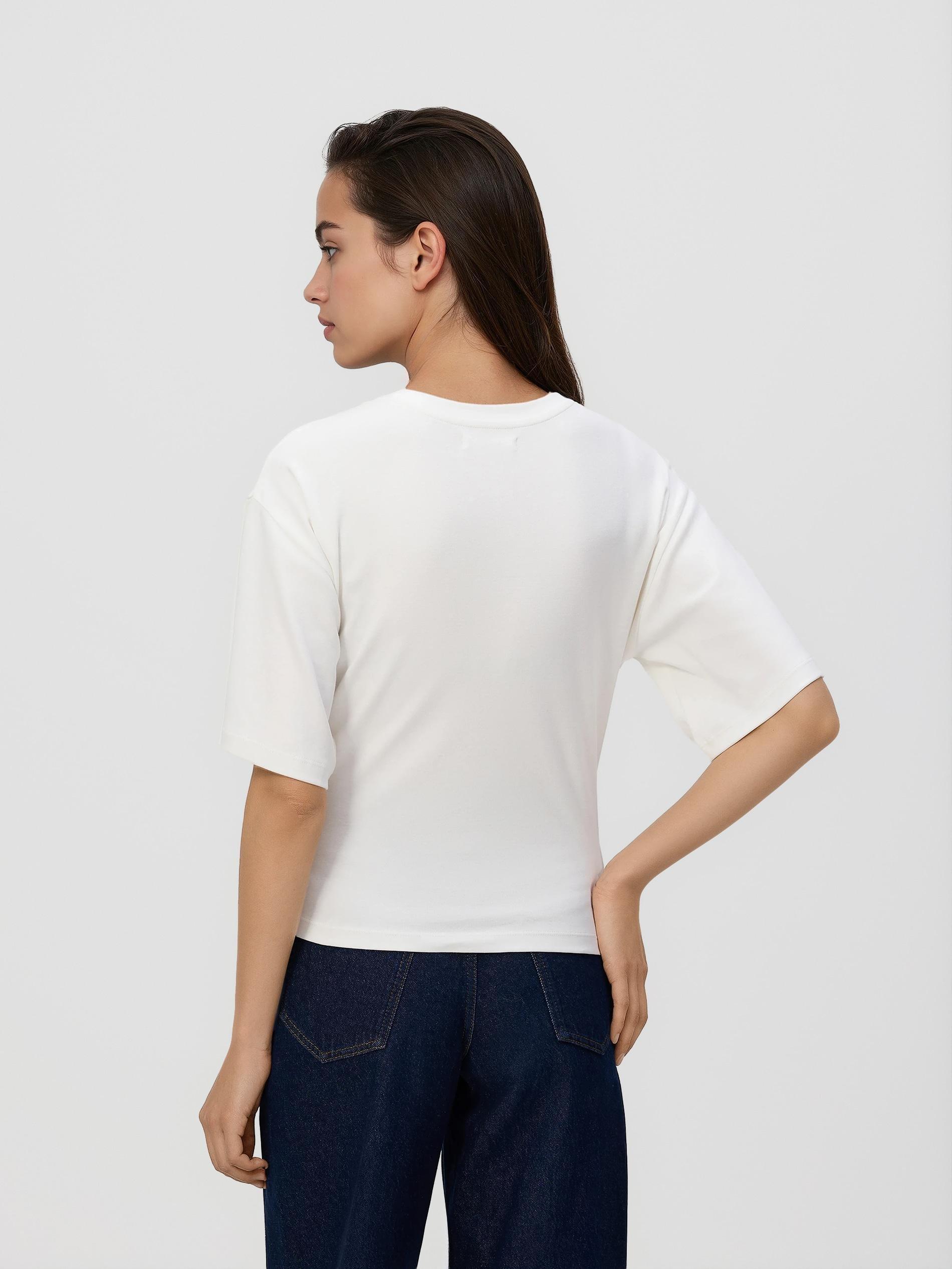 Cream Waist-Fitted T-Shirt, Ivory, medium