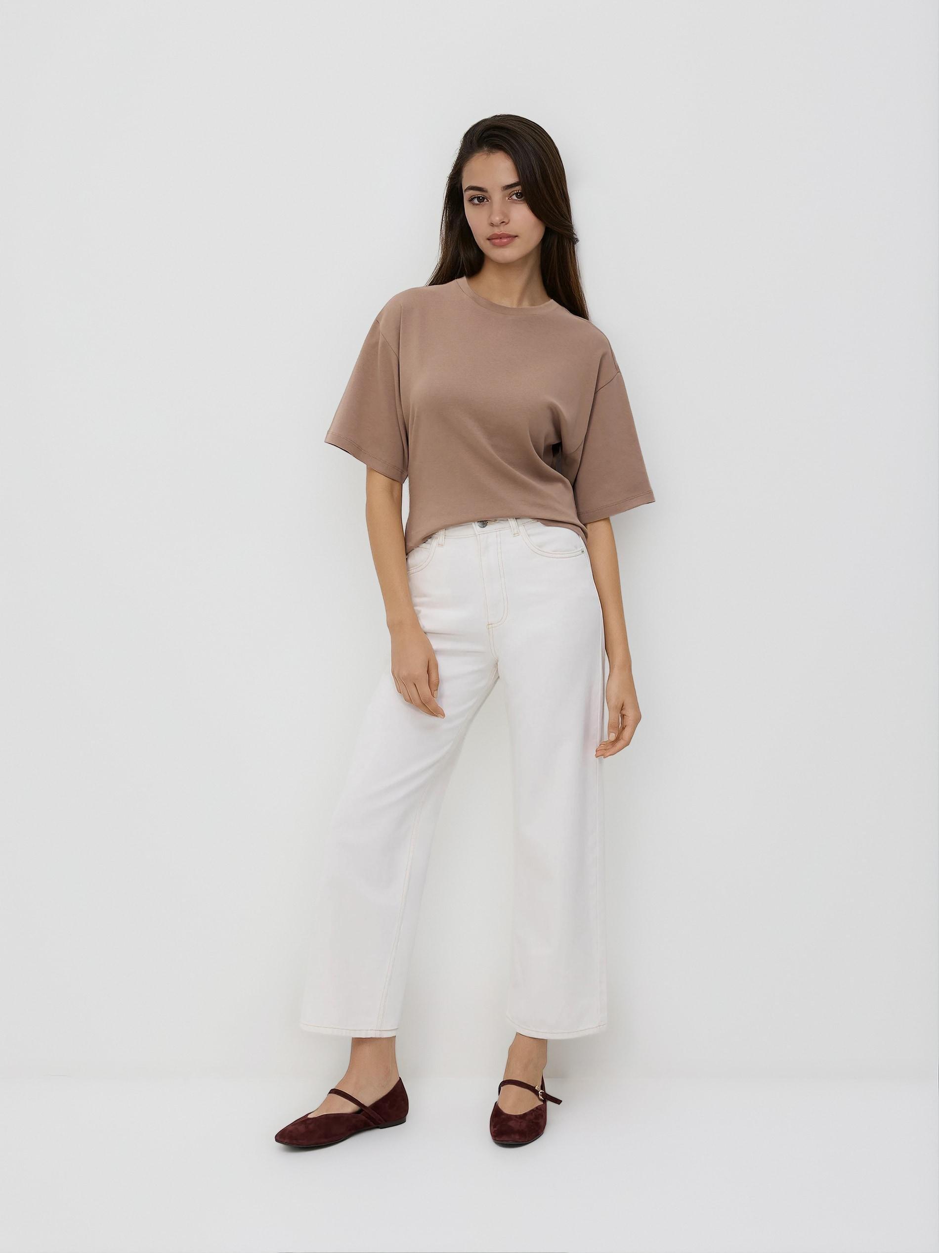 Beige Waist-Fitted T-Shirt, Beige, large image number 0