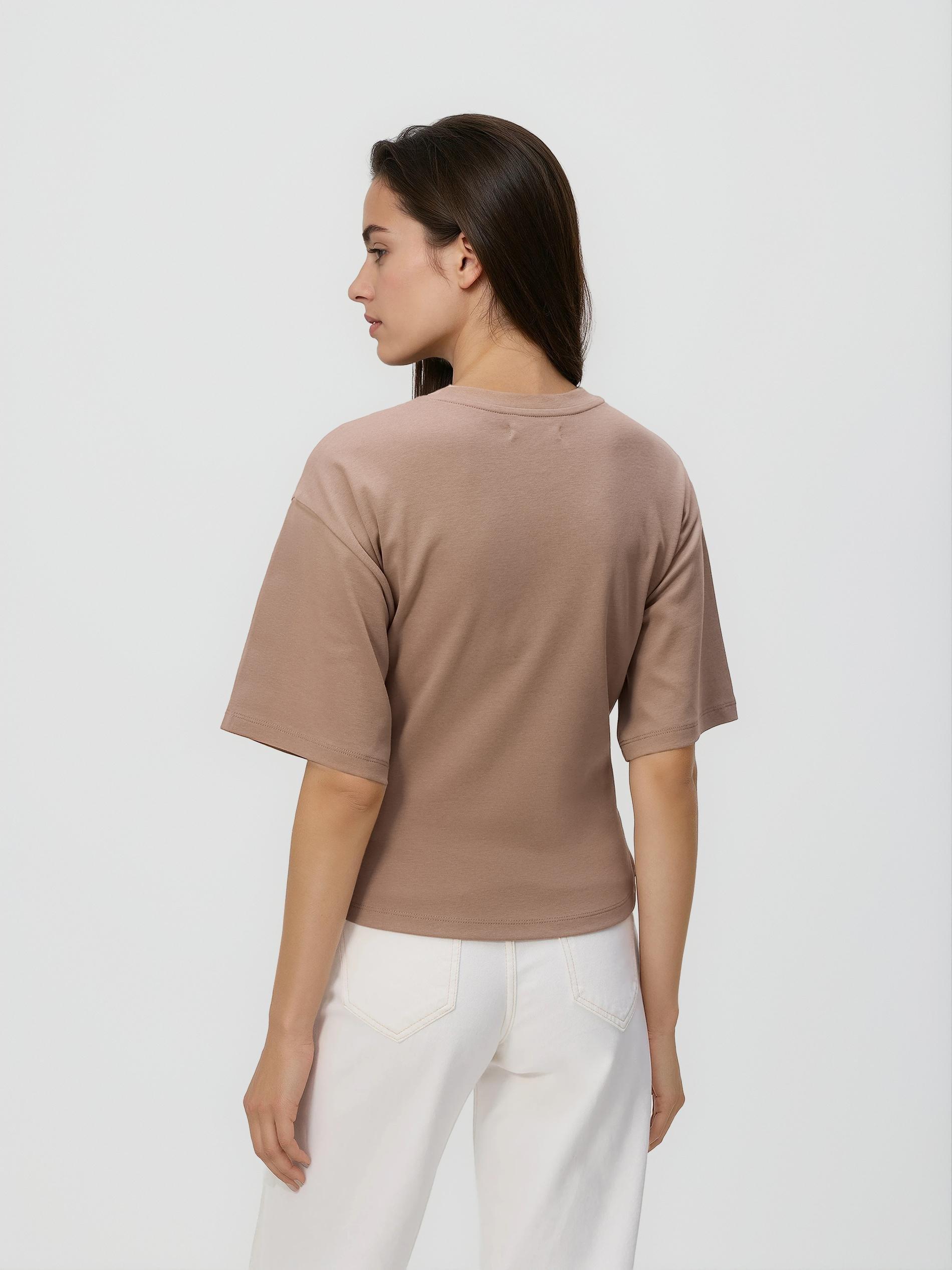 Beige Waist-Fitted T-Shirt, Beige, large image number 3