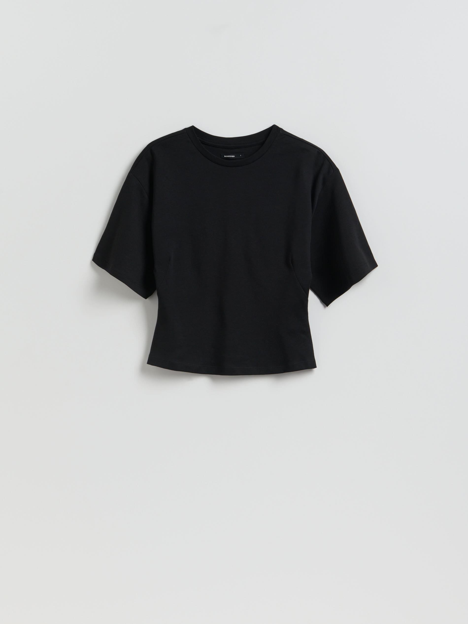 Black Waist-Fitted T-Shirt, Black, medium