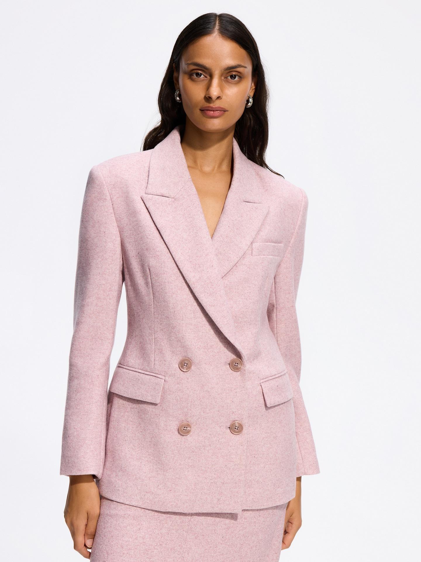 Pink Blazer With Wool Blend, Pink, medium