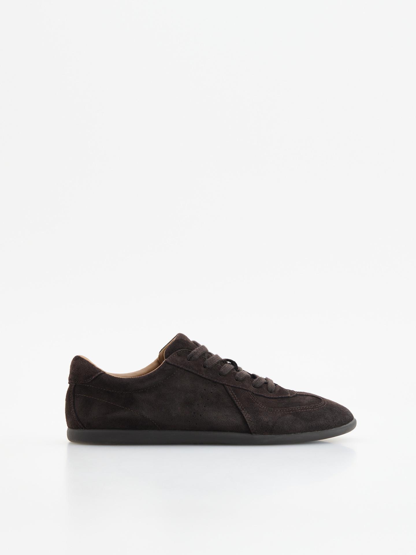 Brown Faux Suede Trainers, Brown, large image number 0